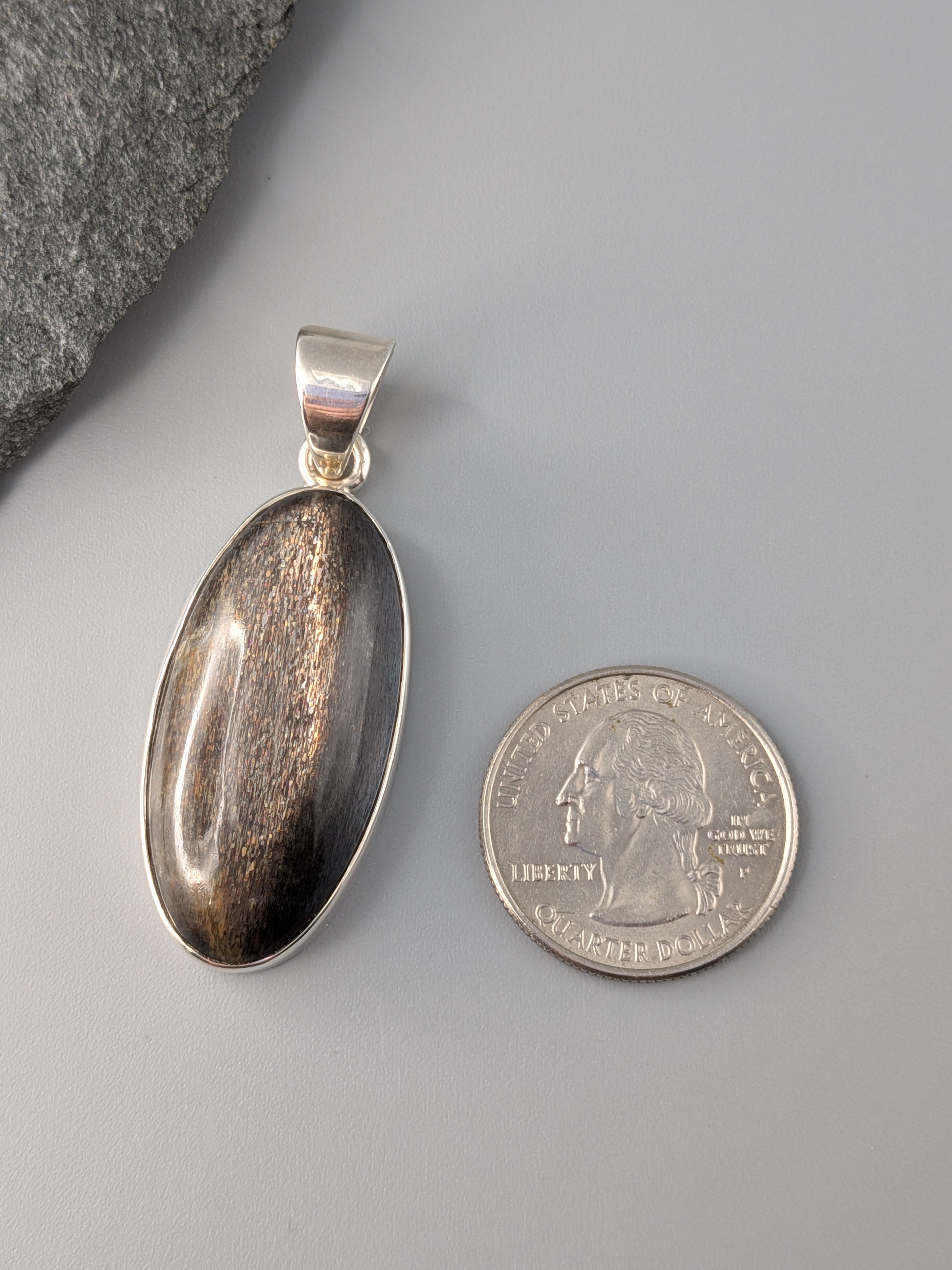 •SUN/MOONSTONE - OVAL 2• sterling silver pendant
