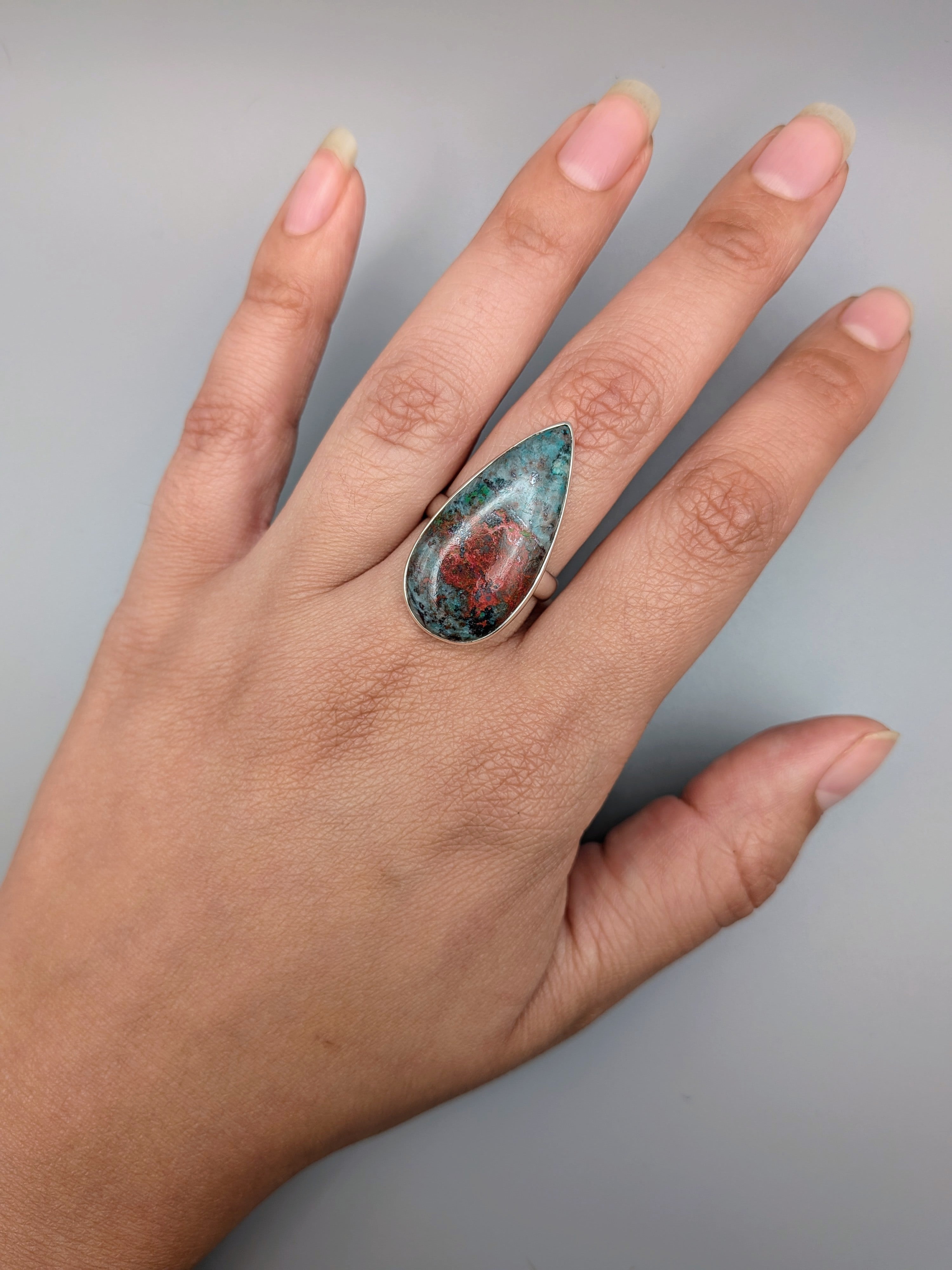 •SONORAN JASPER - TEAR• simple bezel silver ring (size 9)