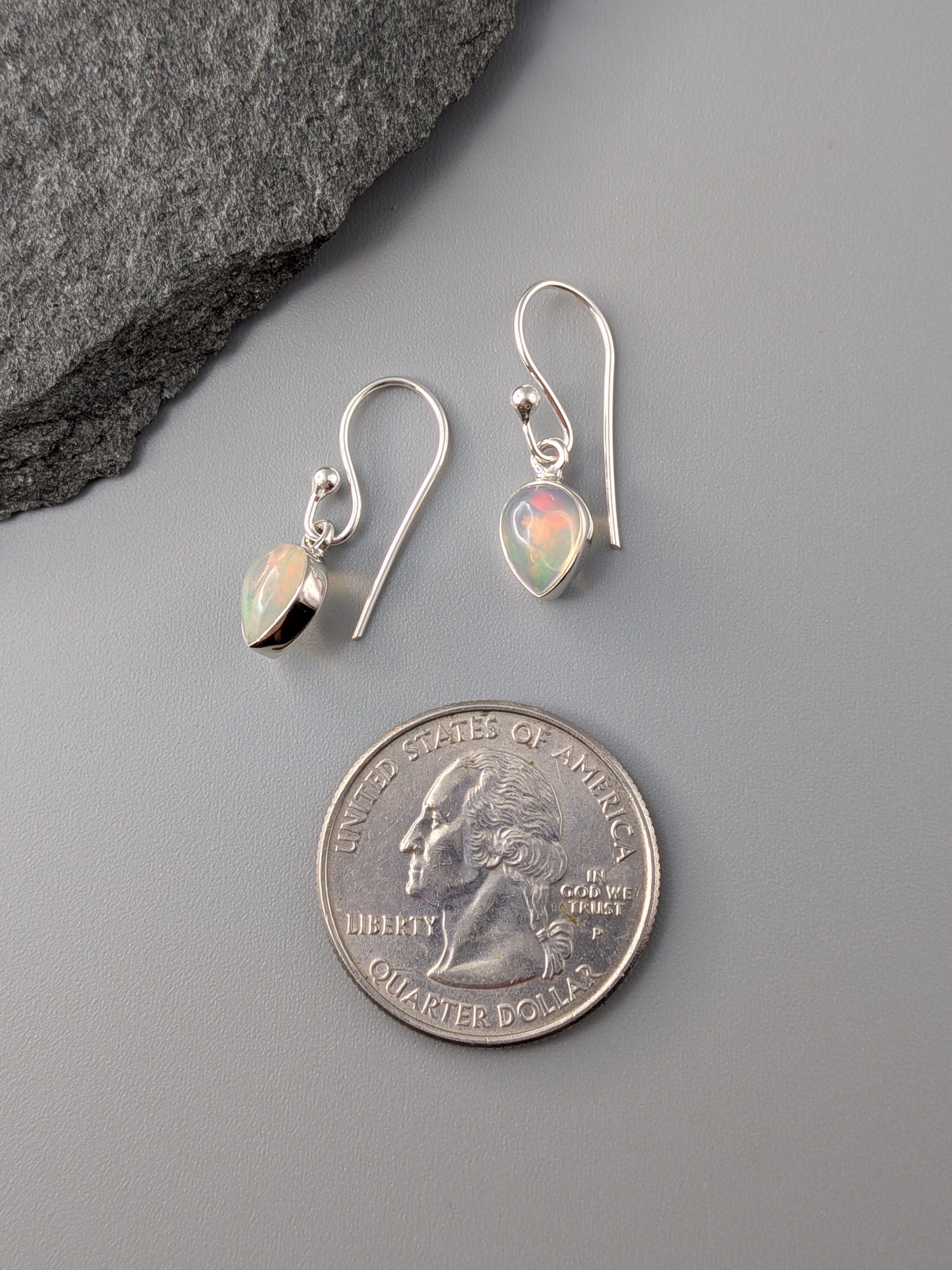 •ETHIOPIAN OPAL SPEAR TEAR• silver dangle earrings