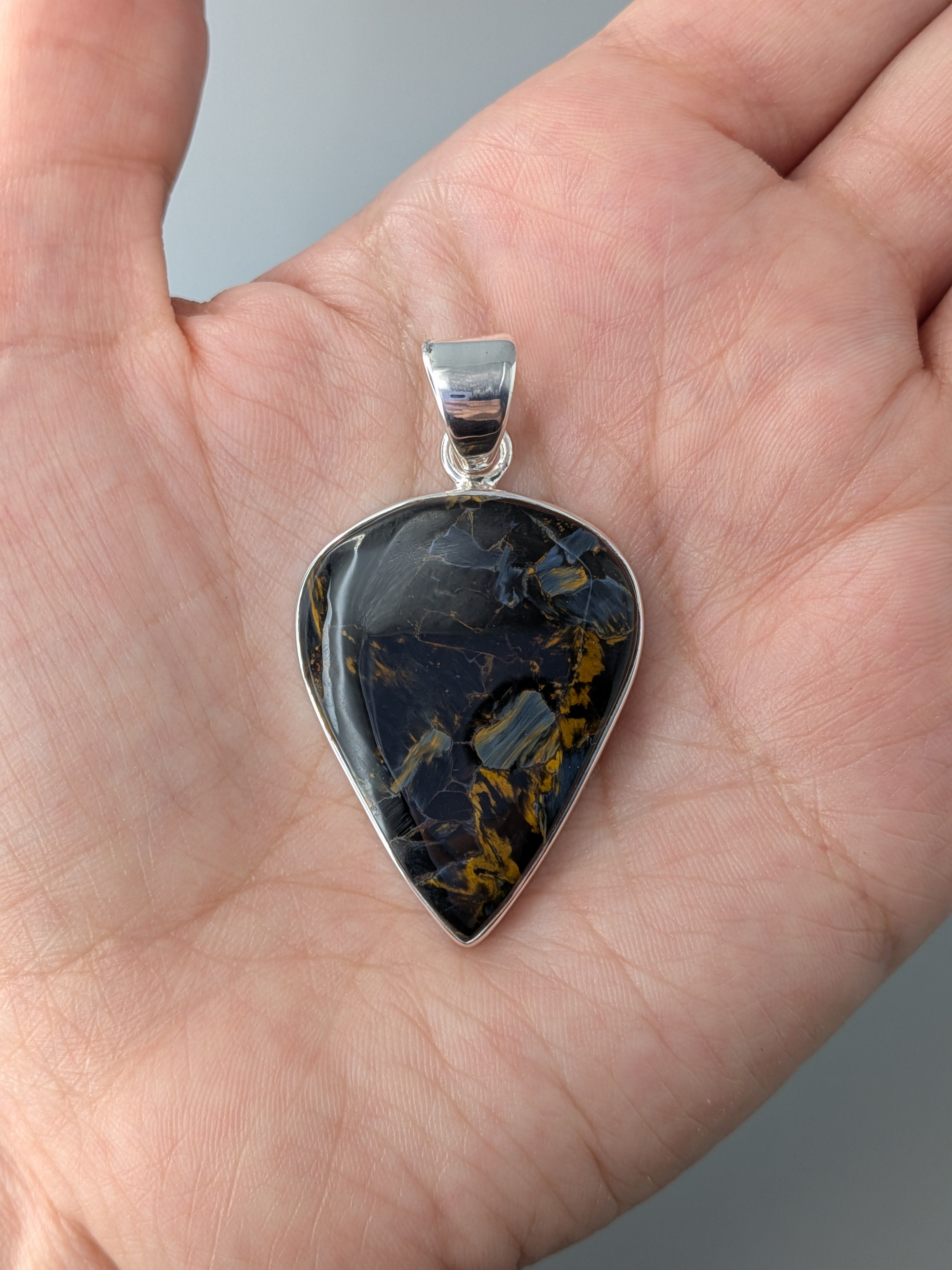 •PIETERSITE SPEAR TEAR• sterling silver pendant