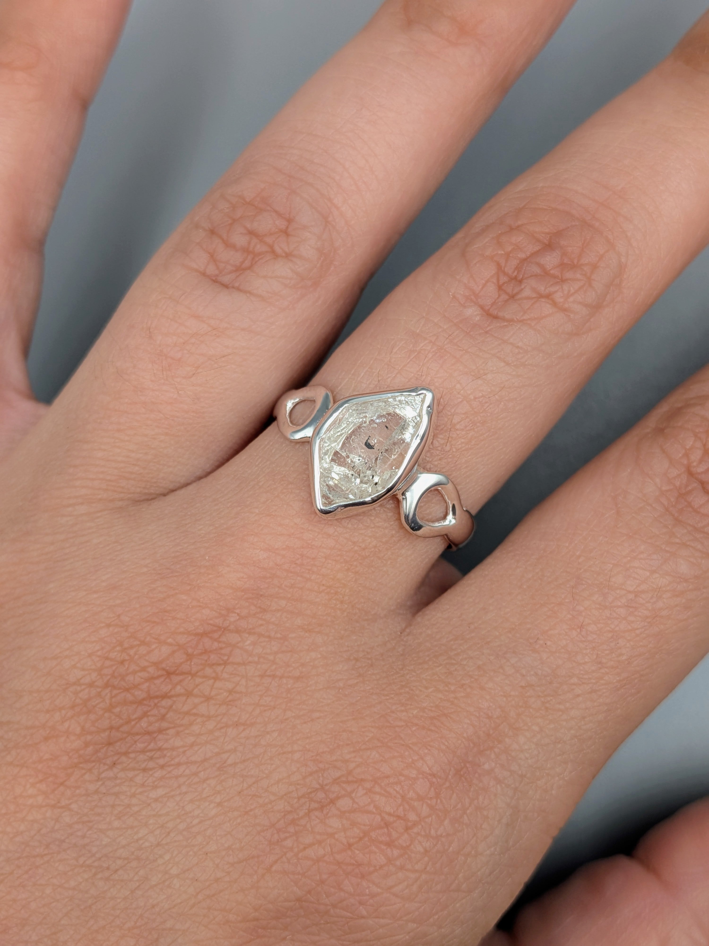 •HERKIMER DIAMOND - DROPLETS• silver ring (various sizes)