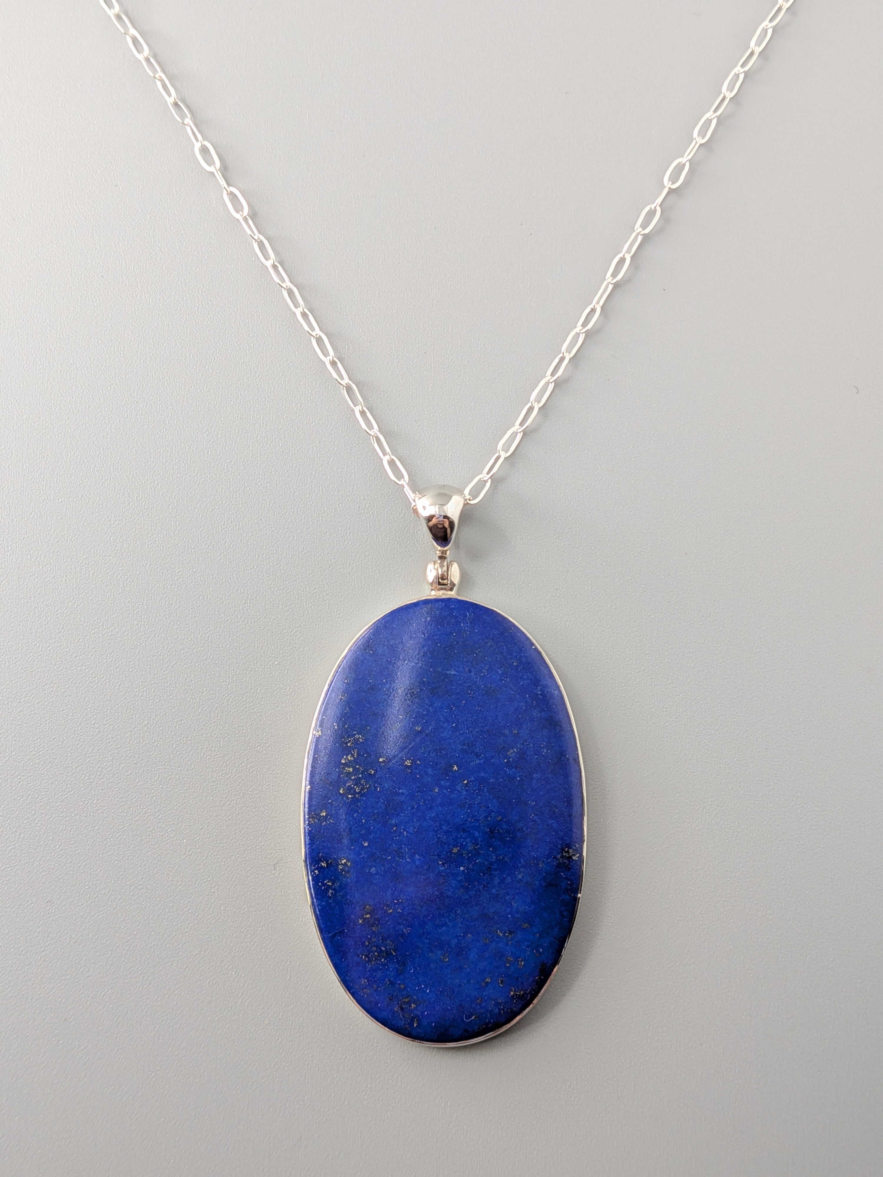 •LAPIS OVAL• sterling silver pendant