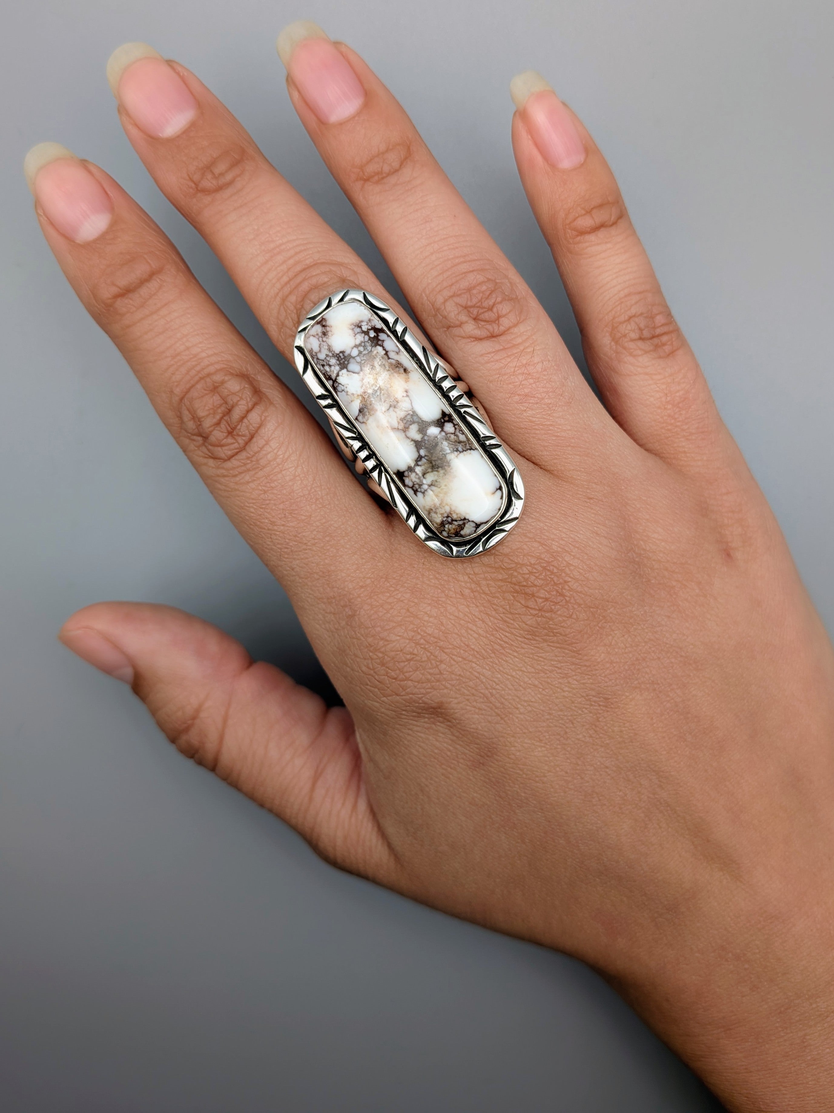•WILD HORSE JASPER - AZHÍ• Navajo silver ring (size 9.5)
