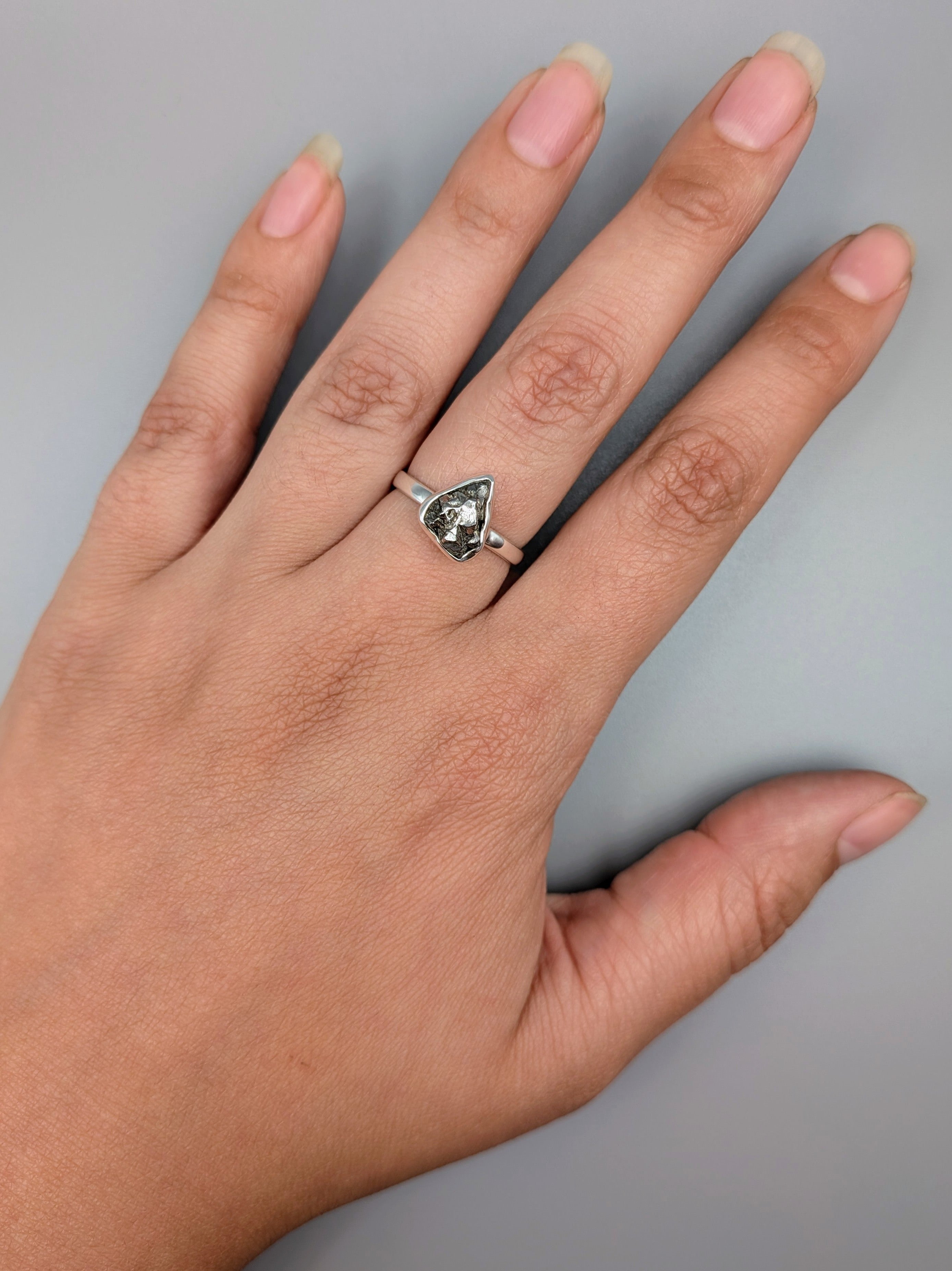 •METEORITE - FREEFORM - 1• simple bezel silver ring (various sizes)