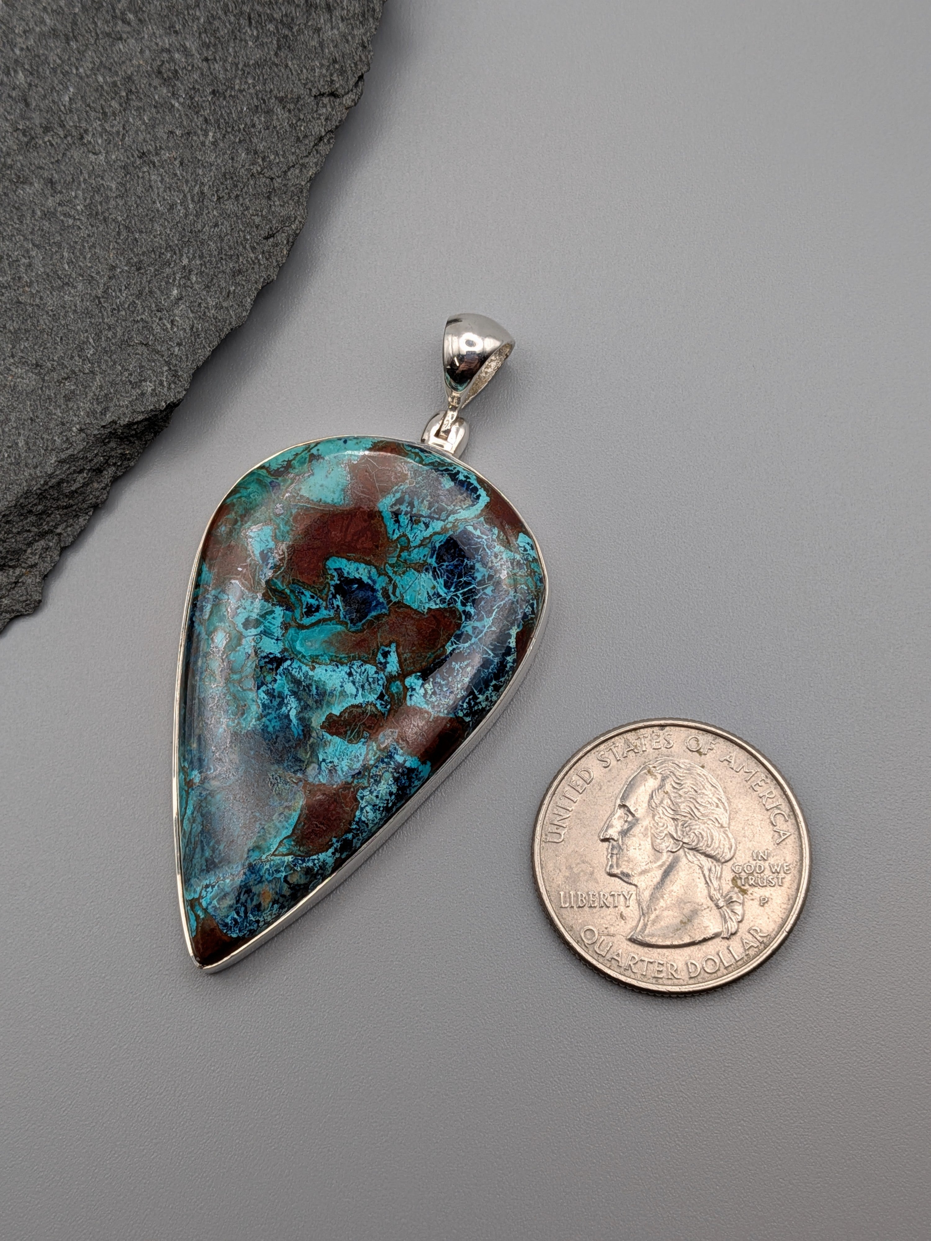 •SHATTUCKITE SPEAR TEAR• sterling silver pendant