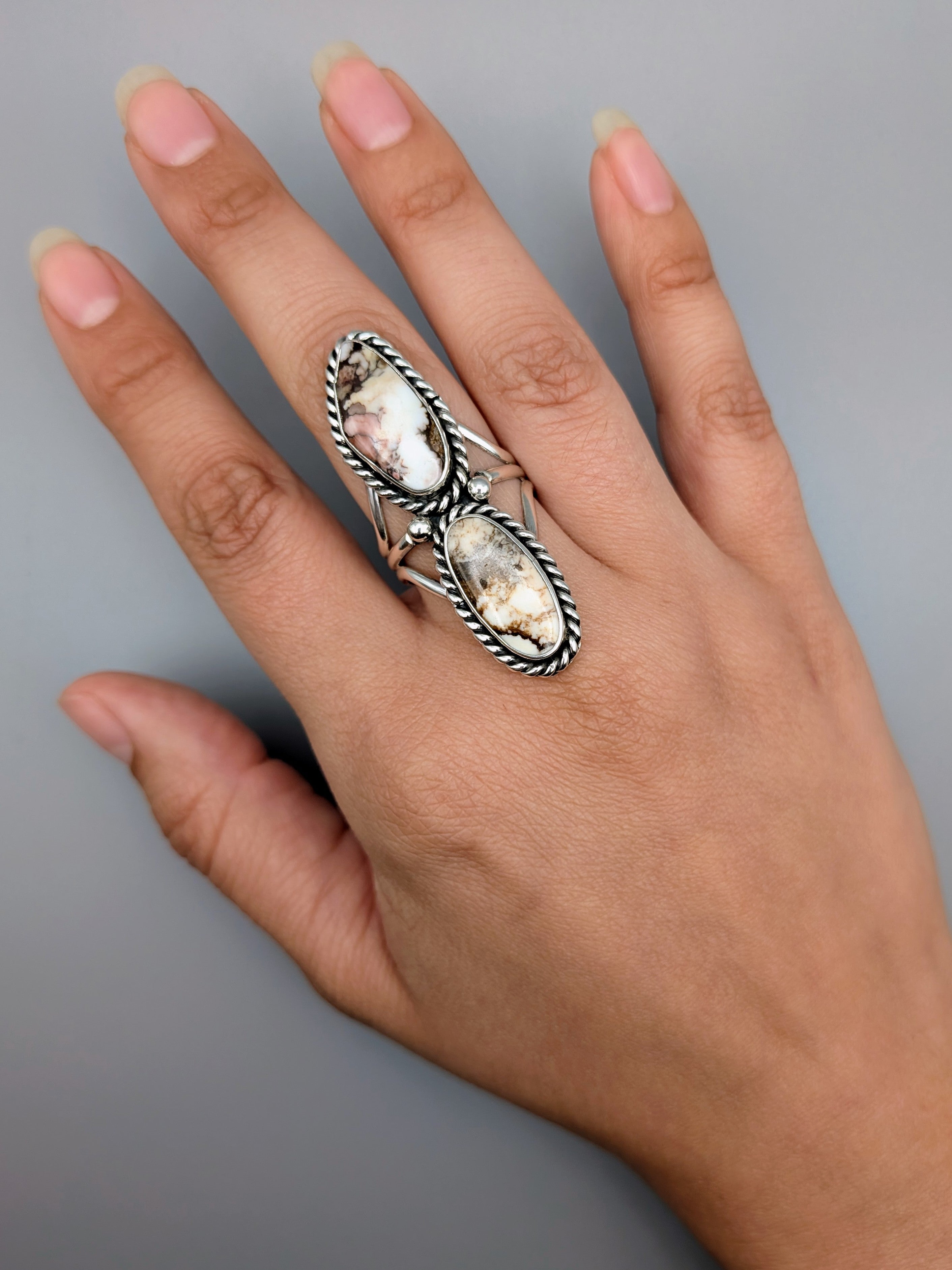 •WILD HORSE JASPER - NAAKI• Navajo silver ring (size 9.5)