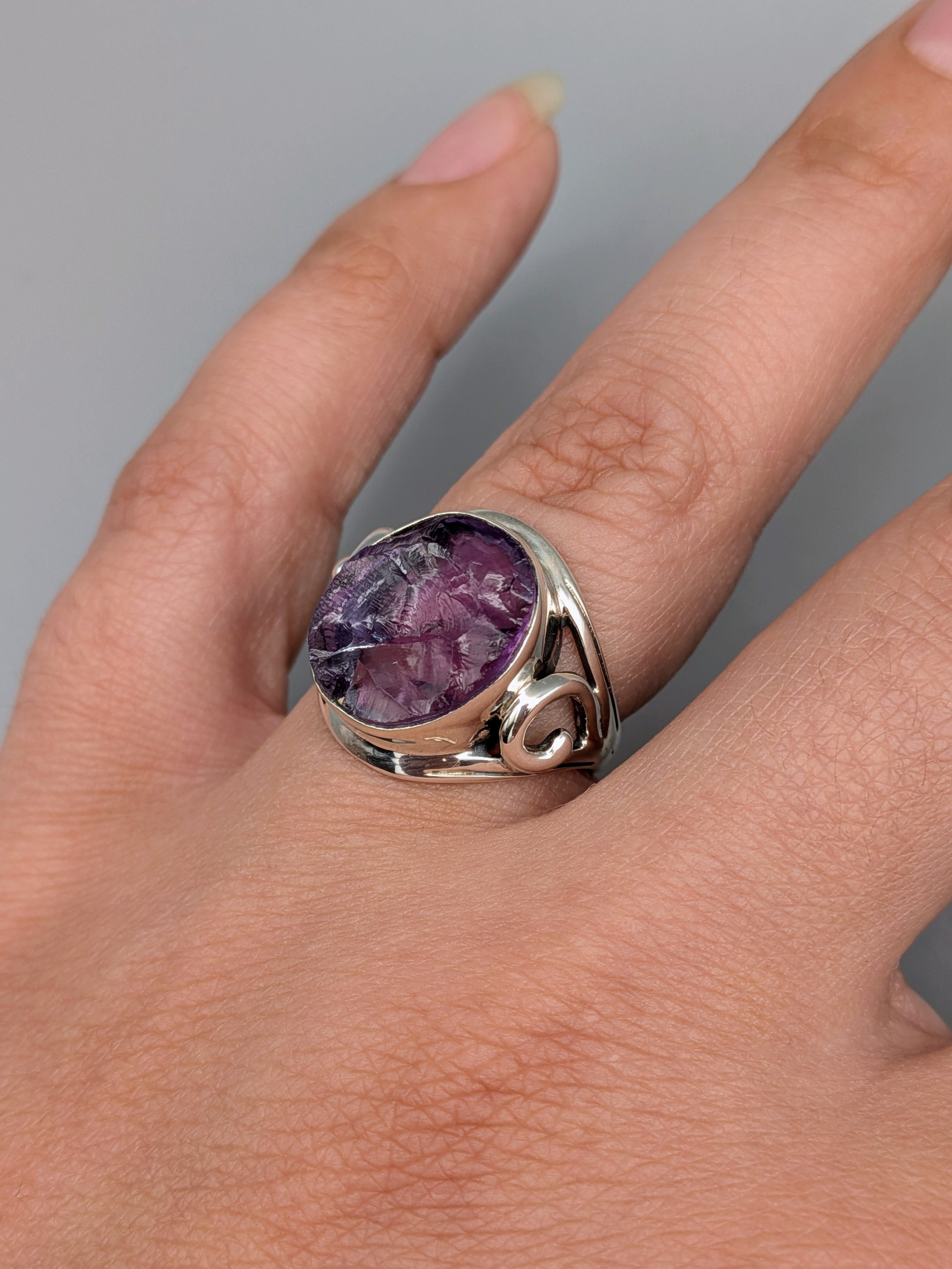 •AMETHYST - CLARA• decorative band silver ring (various sizes)