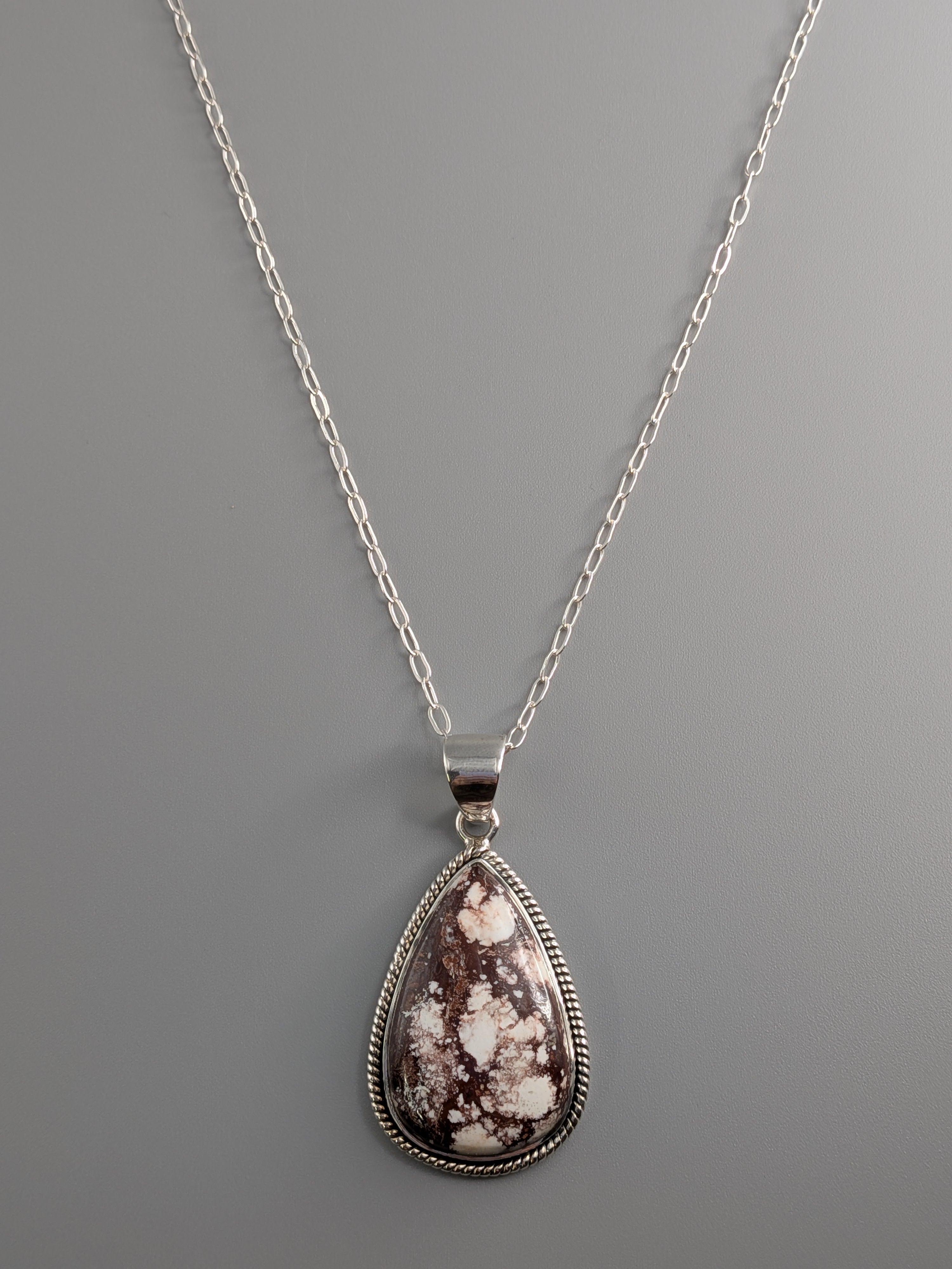 •WILD HORSE JASPER TEAR - ROPE 2• sterling silver pendant