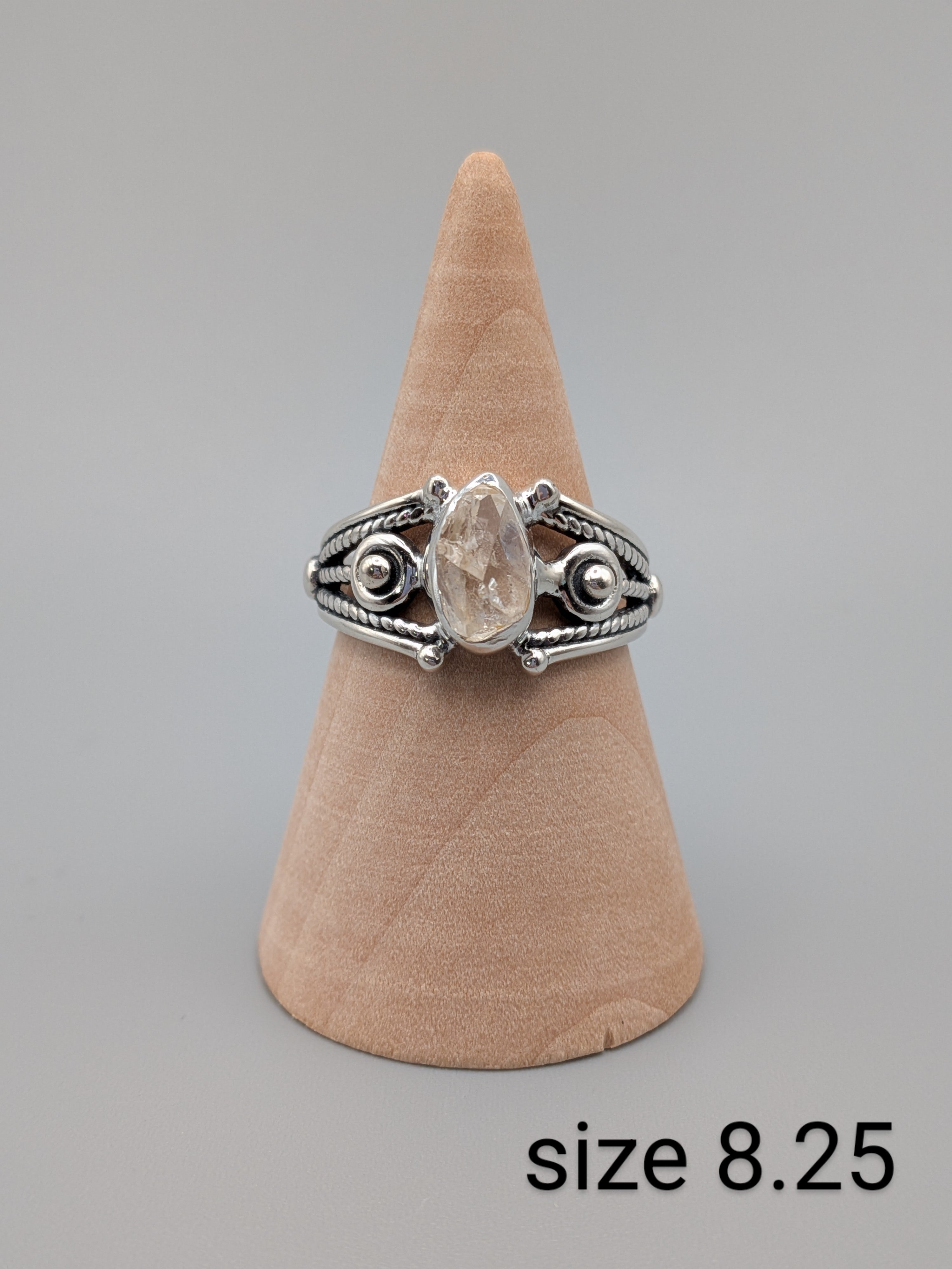 •HERKIMER DIAMOND - IMPERIAL• decorative band silver ring (various sizes)