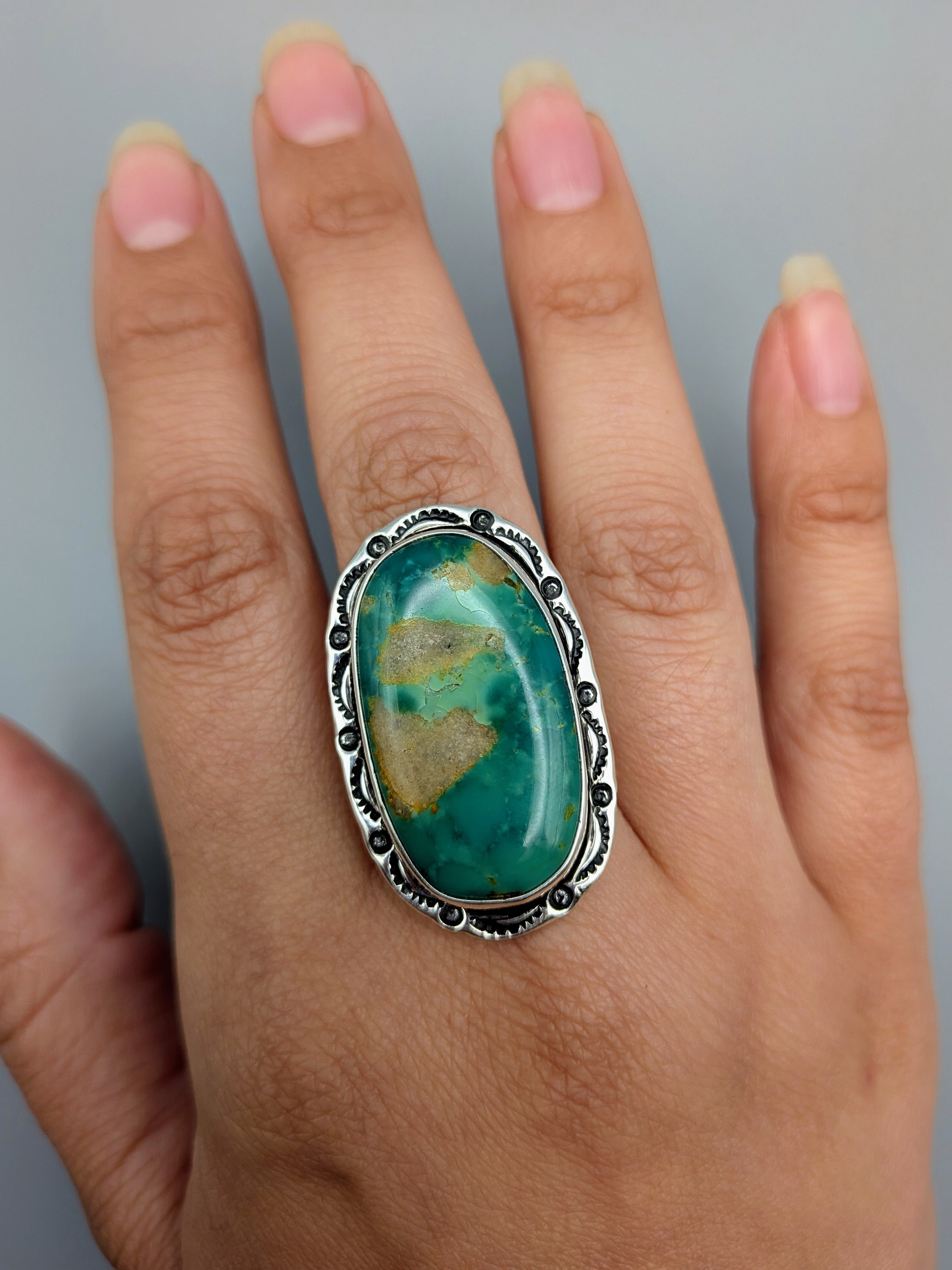 •ARMENIAN TURQUOISE - SHÁ• Navajo silver ring (size 10)