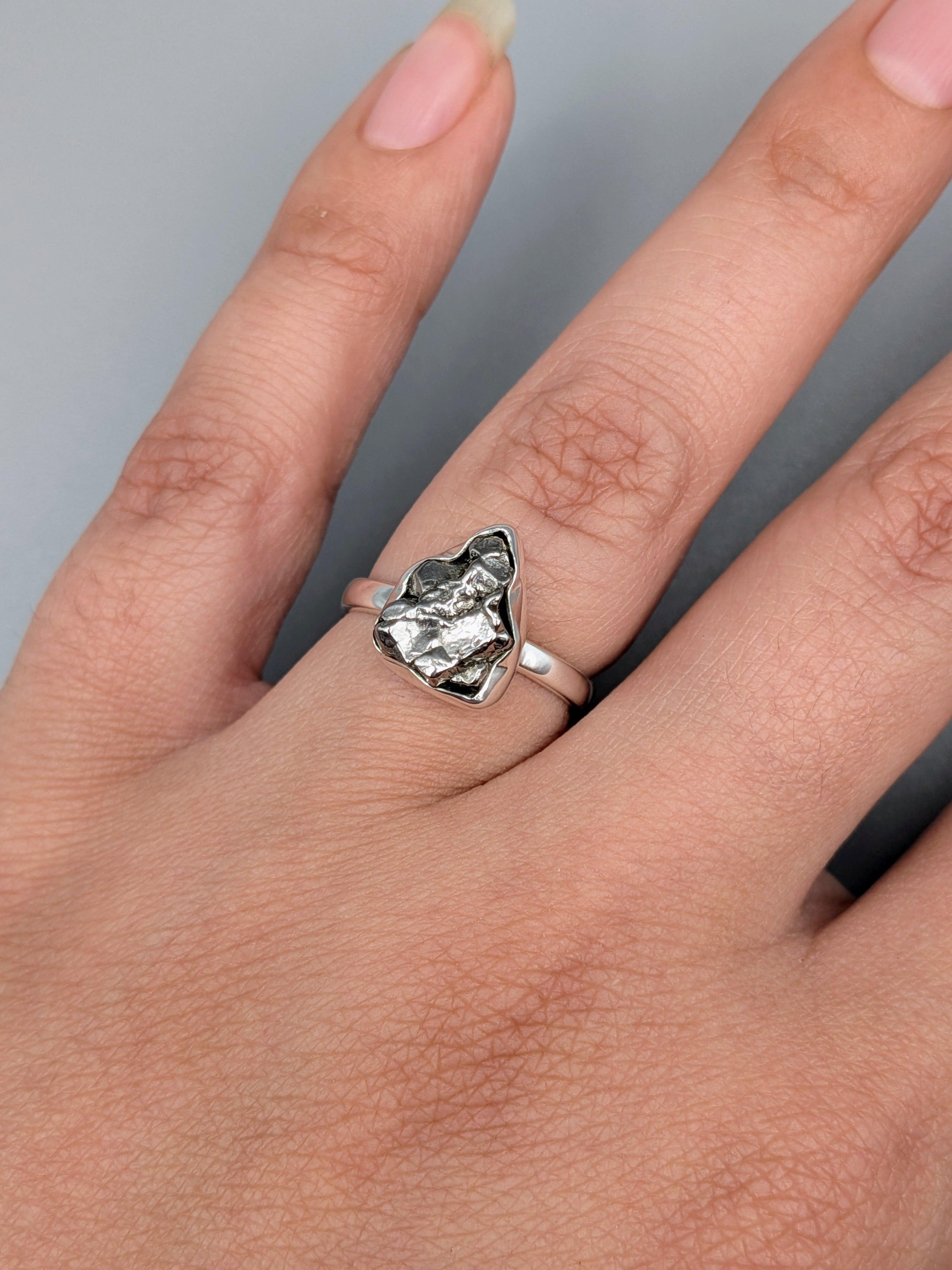 •METEORITE - FREEFORM - 2• simple bezel silver ring (various sizes)