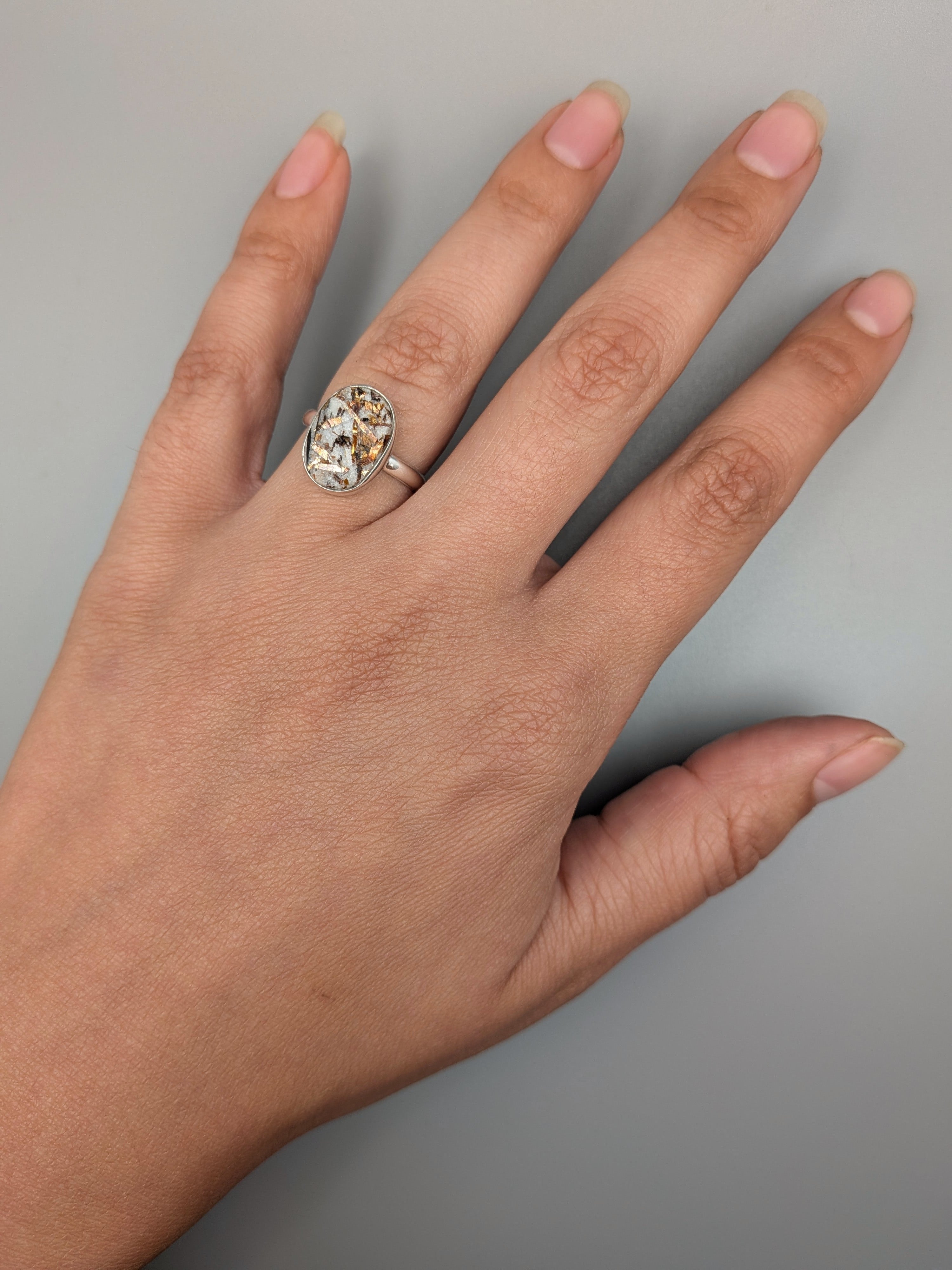 •ASTROPHYLLITE - OVAL• simple bezel silver ring (size 7)