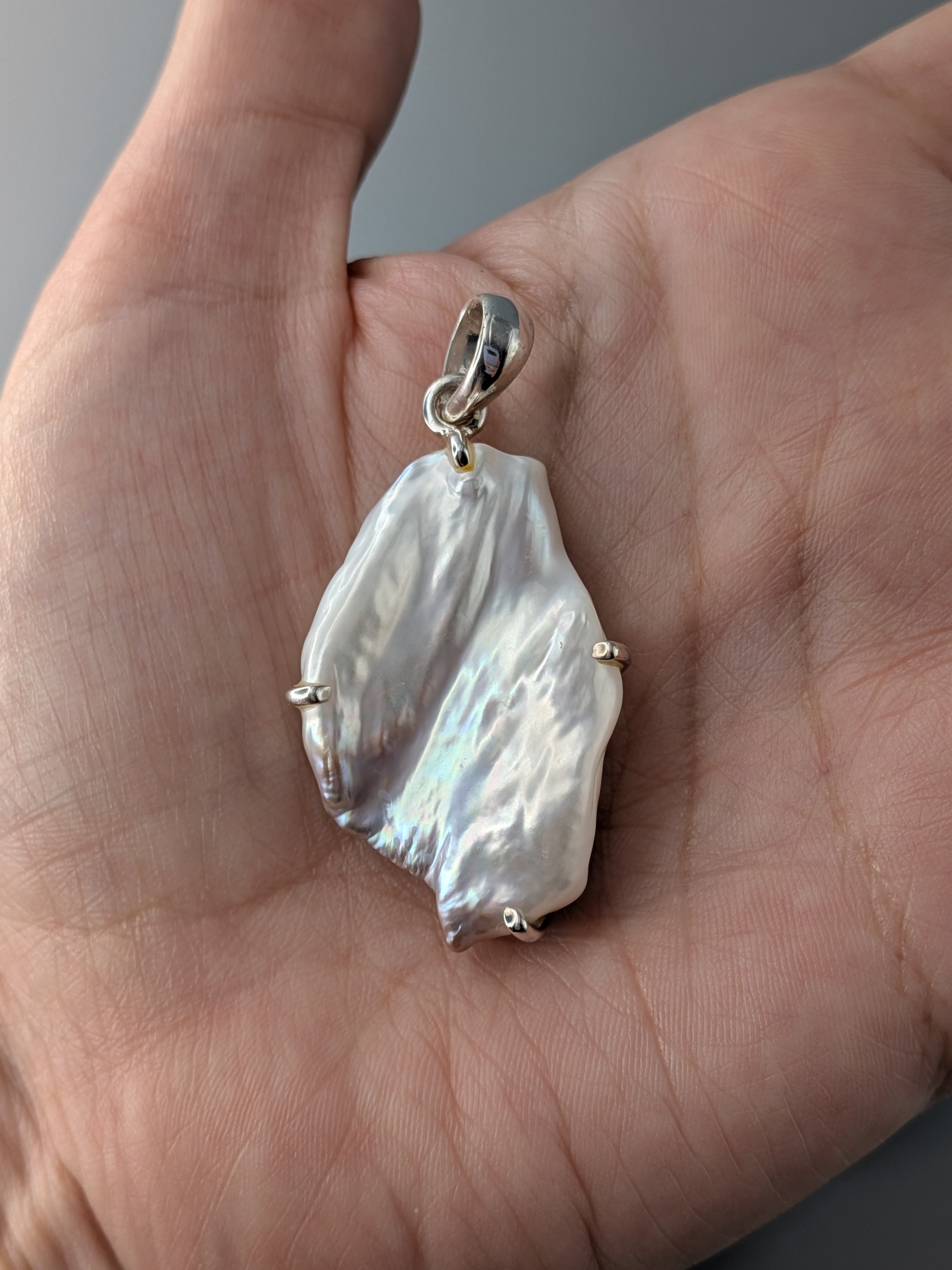 •FRESHWATER PEARL FREEFORM - 2• sterling silver pendant