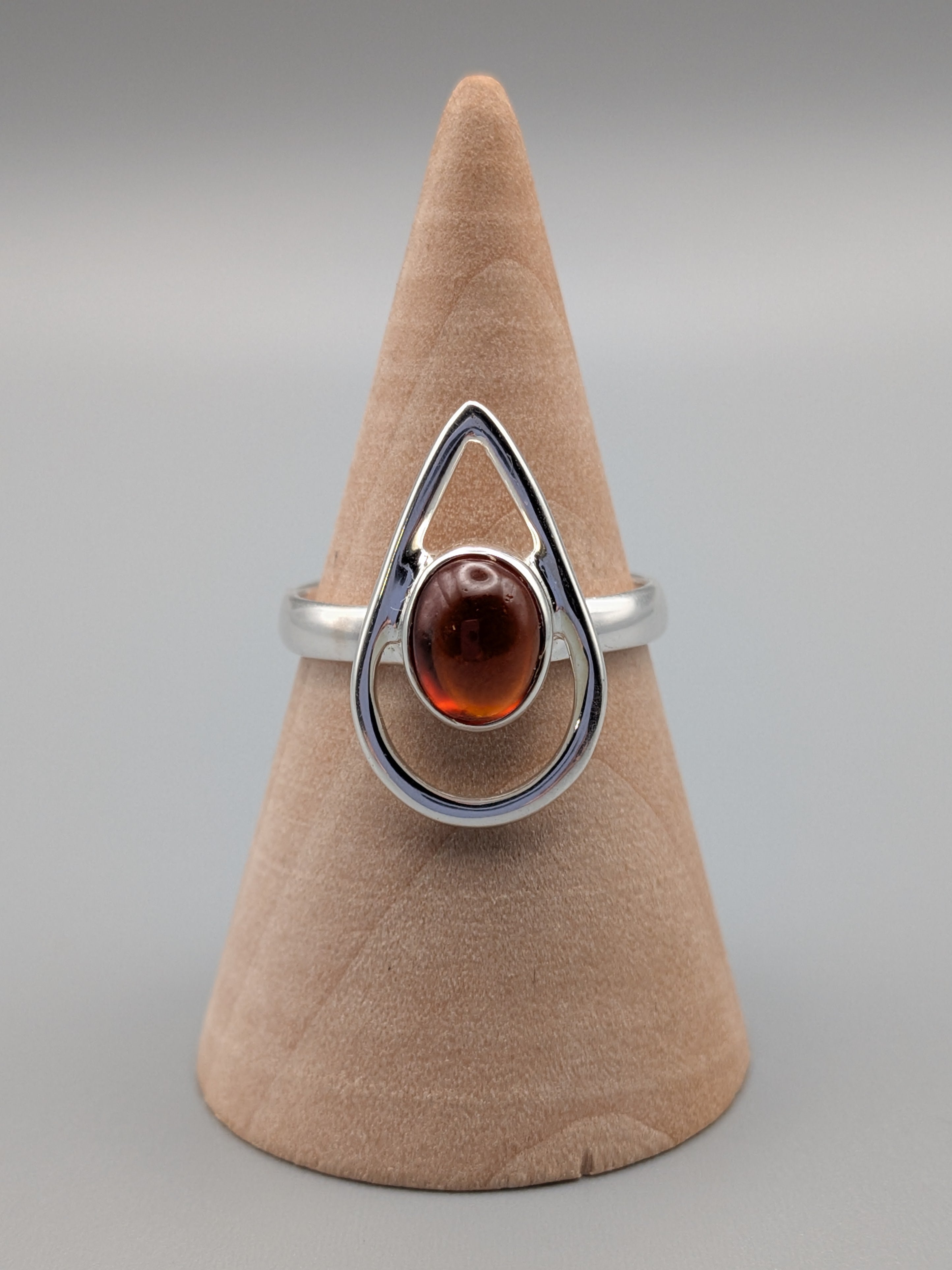•HESSONITE GARNET - OPEN TEAR• silver ring (various sizes)
