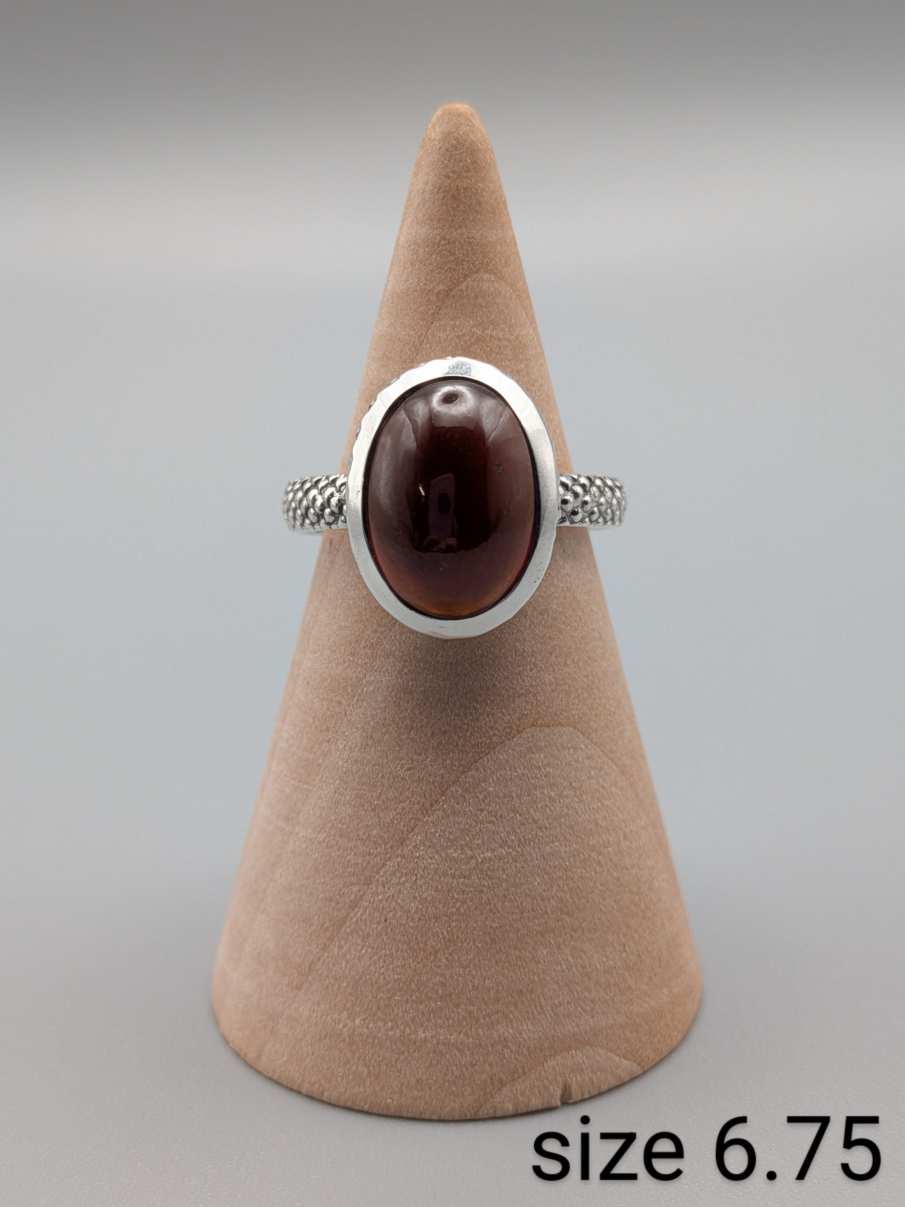 •HESSONITE GARNET - SNAKE BAND• beveled bezel silver ring (various sizes)