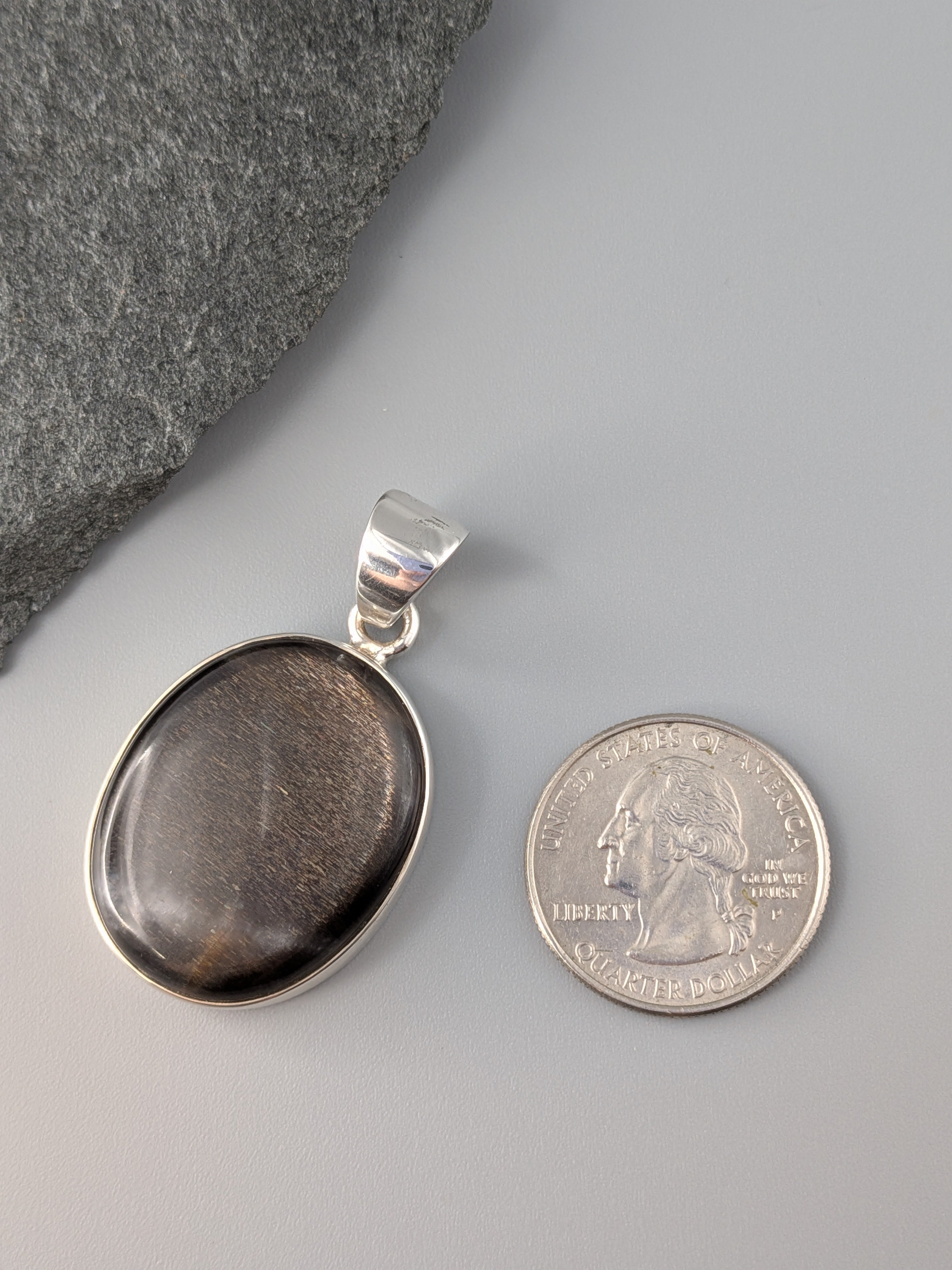•SUN/MOONSTONE - OVAL 1• sterling silver pendant