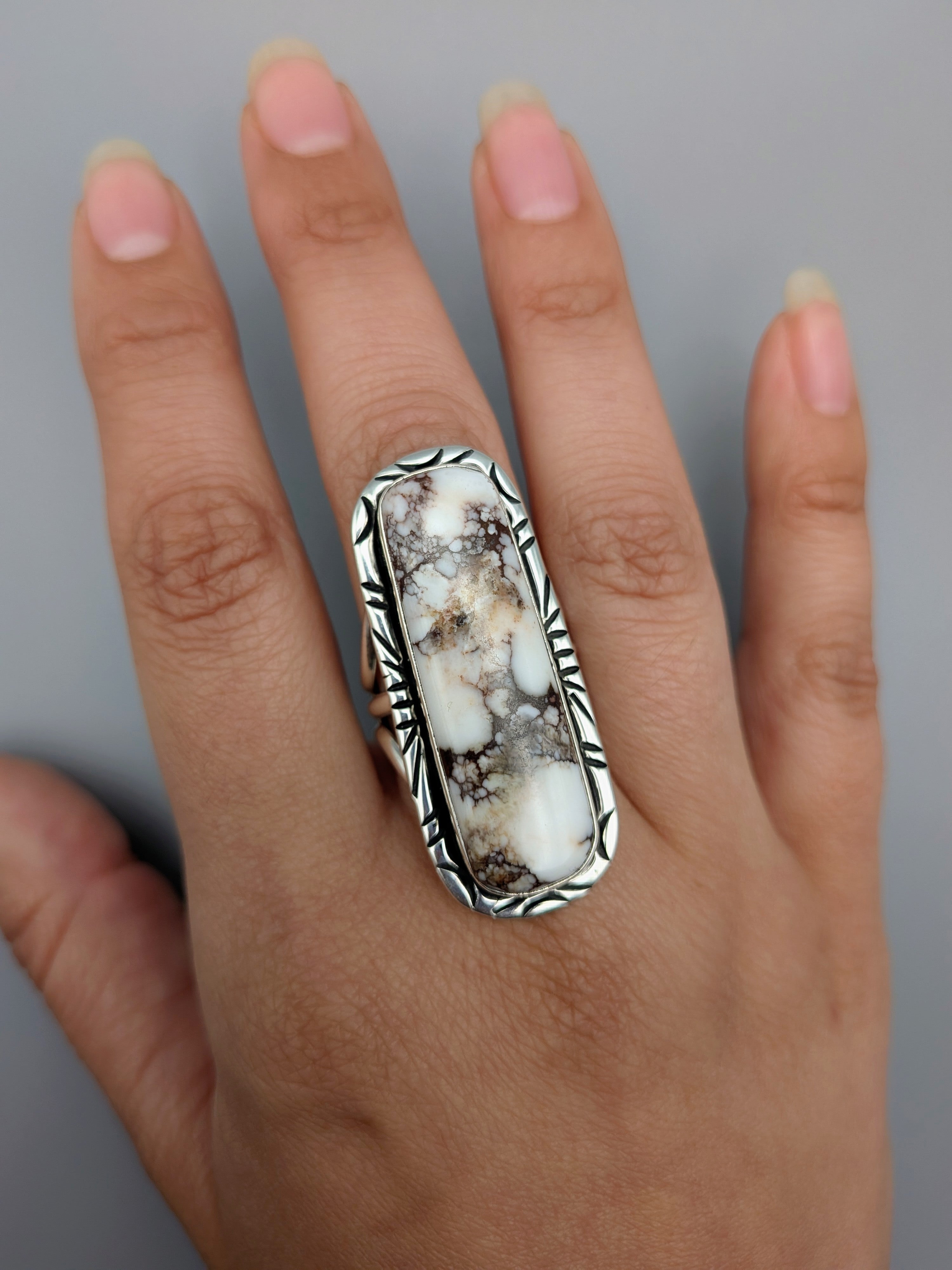 •WILD HORSE JASPER - AZHÍ• Navajo silver ring (size 9.5)