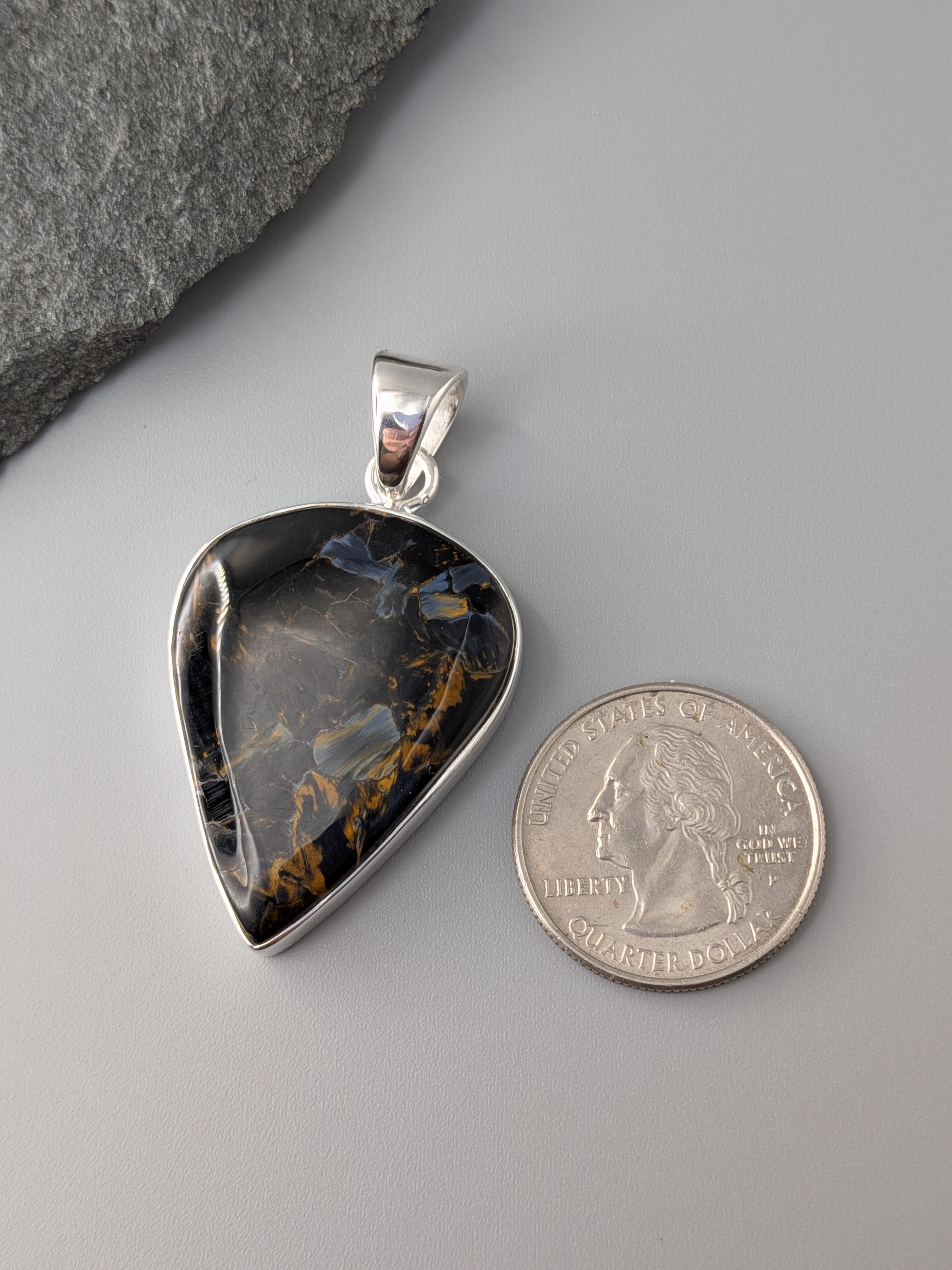 •PIETERSITE SPEAR TEAR• sterling silver pendant