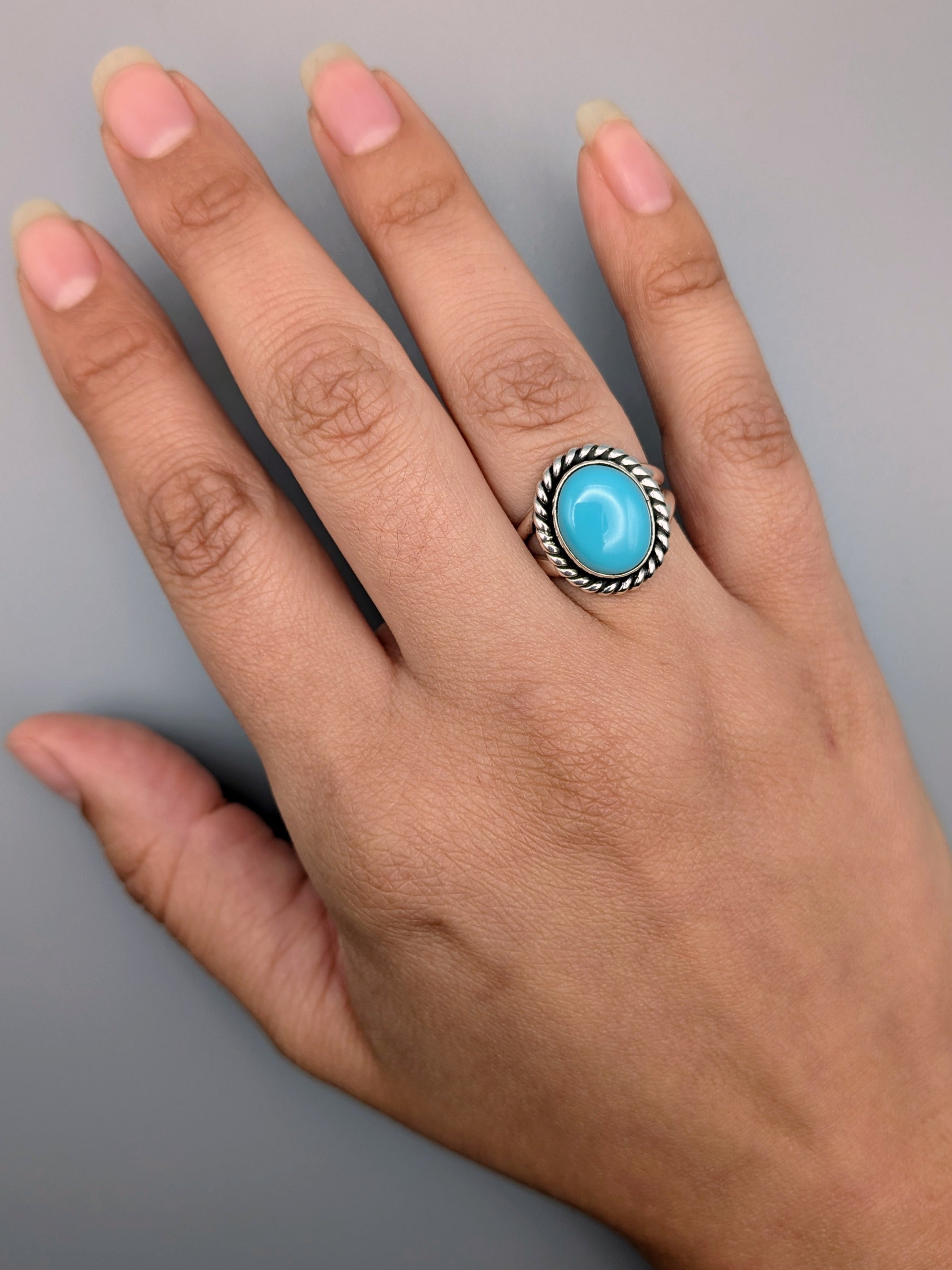 •EGYPTIAN TURQUOISE - KÉ• Navajo silver ring (size 7.25)