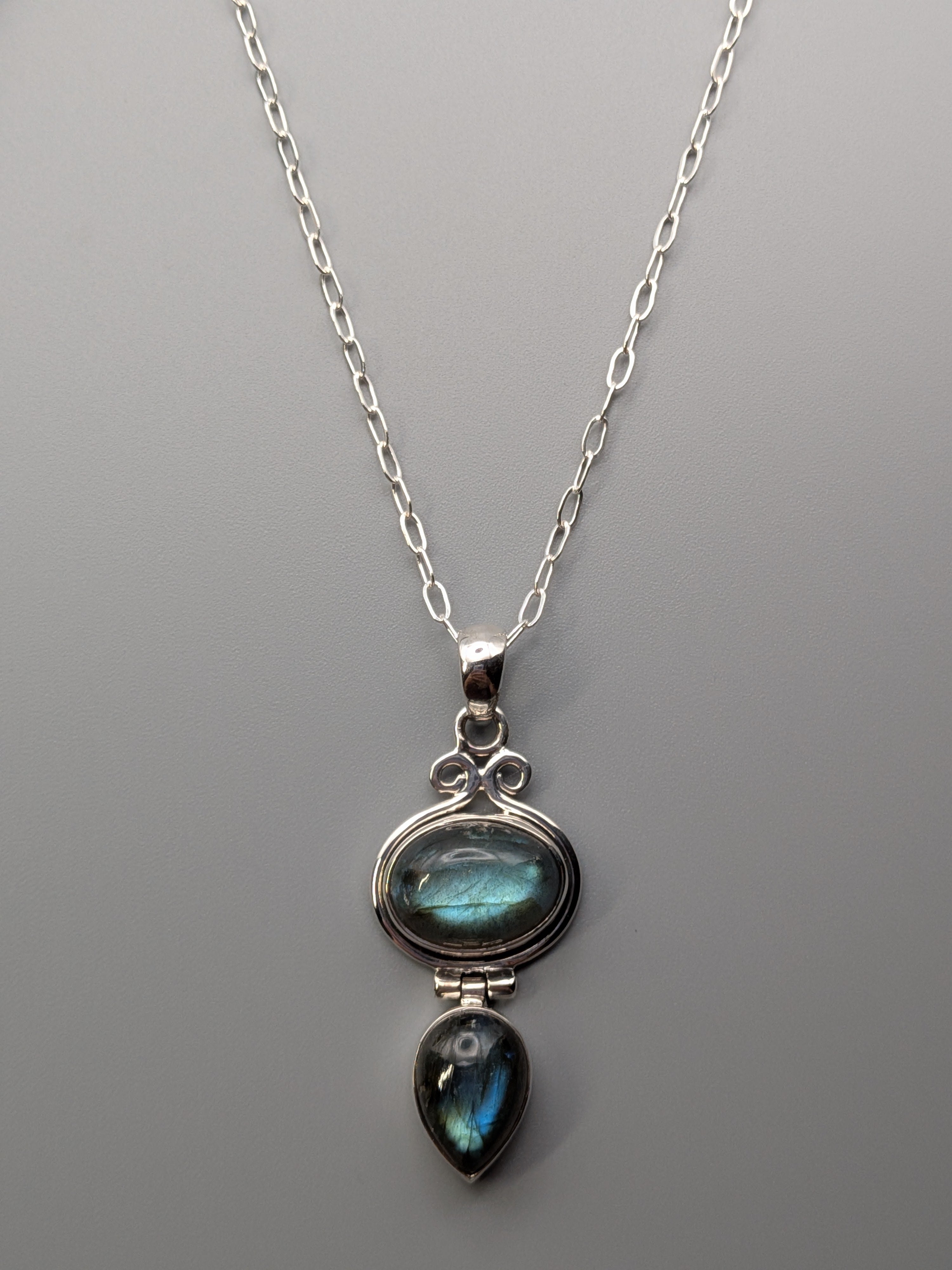 •LABRADORITE - HINGE DUO• sterling silver pendant