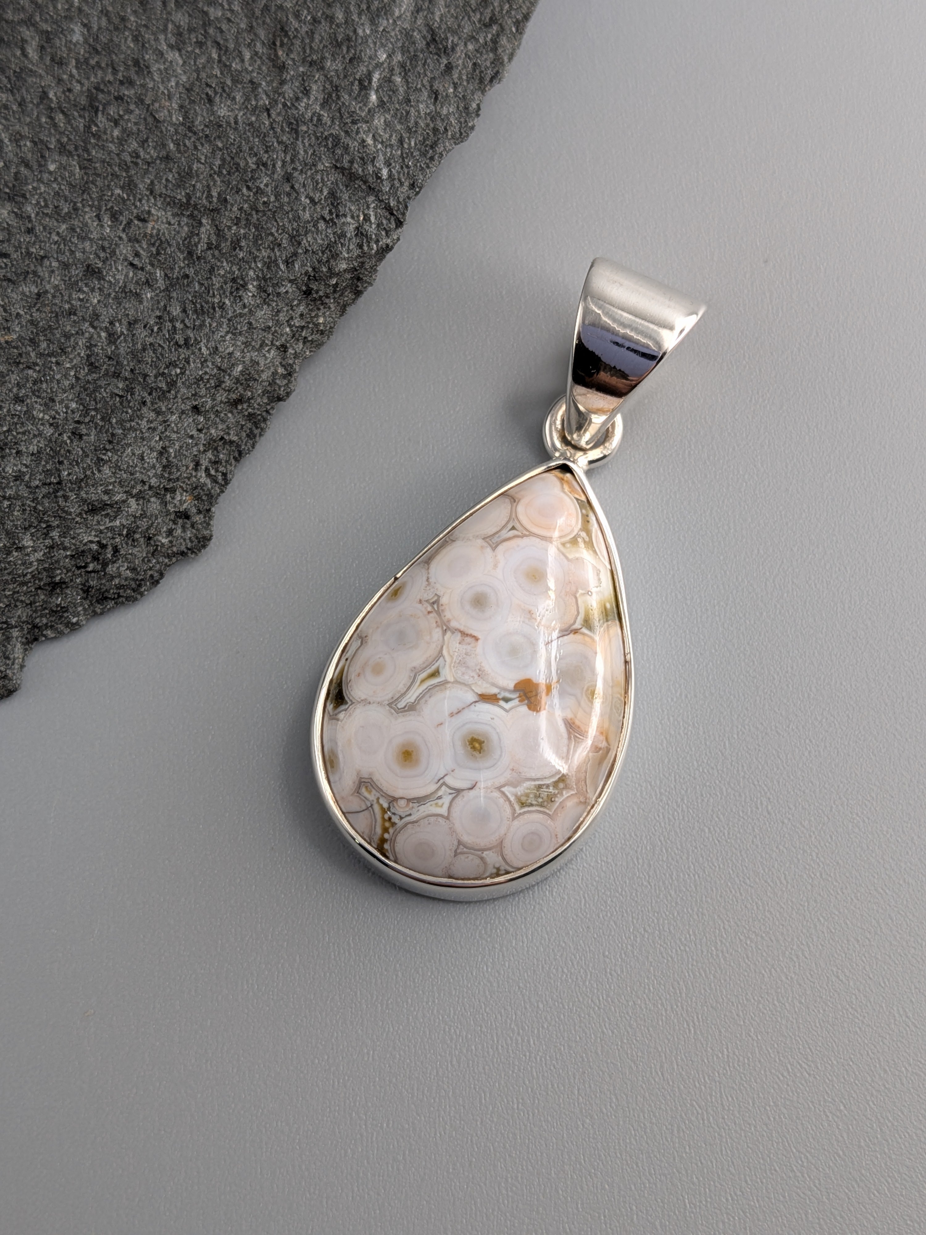 •OCEAN JASPER TEAR• sterling silver pendant