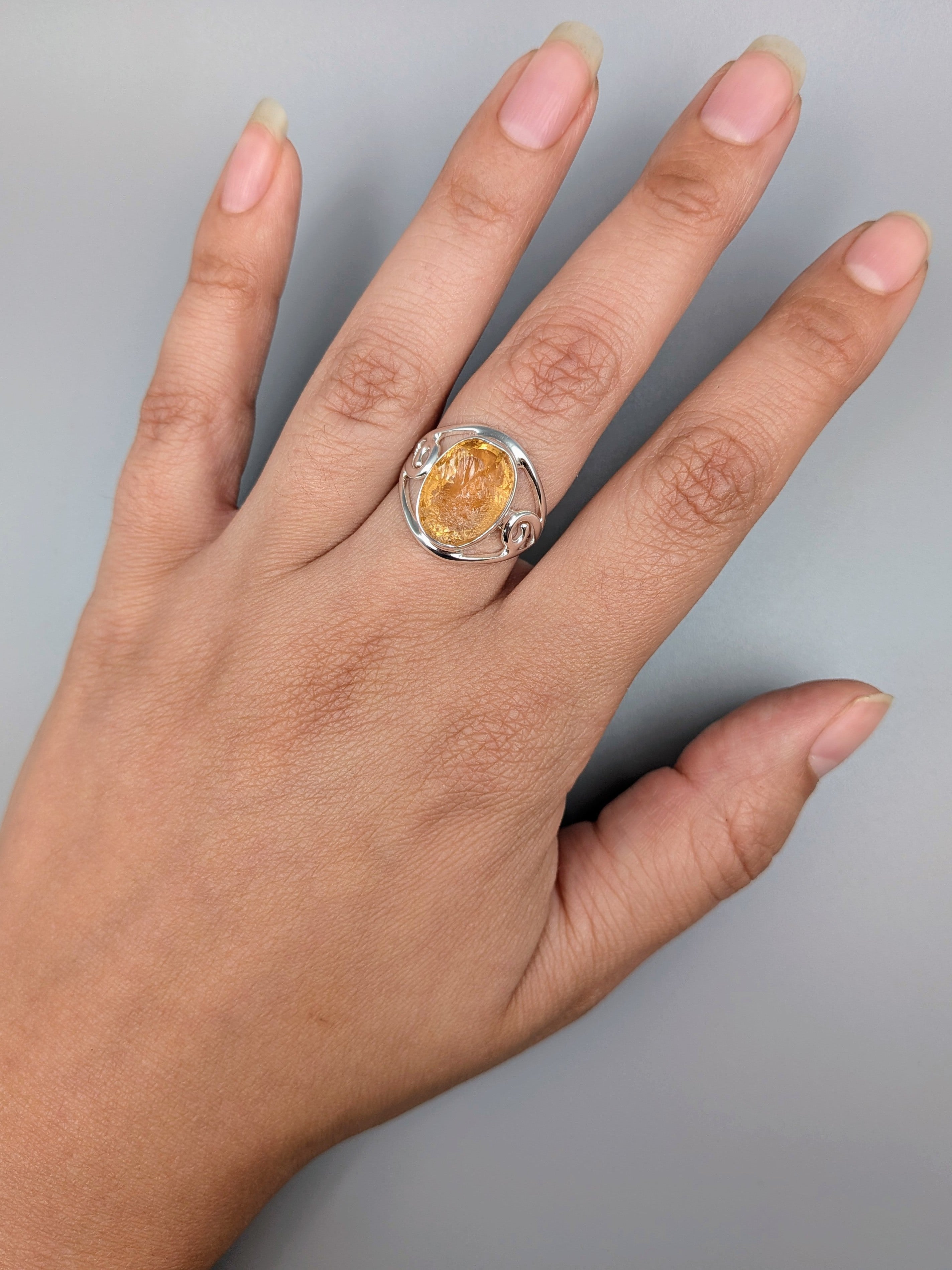 •CITRINE - CLARA• decorative band silver ring (various sizes)