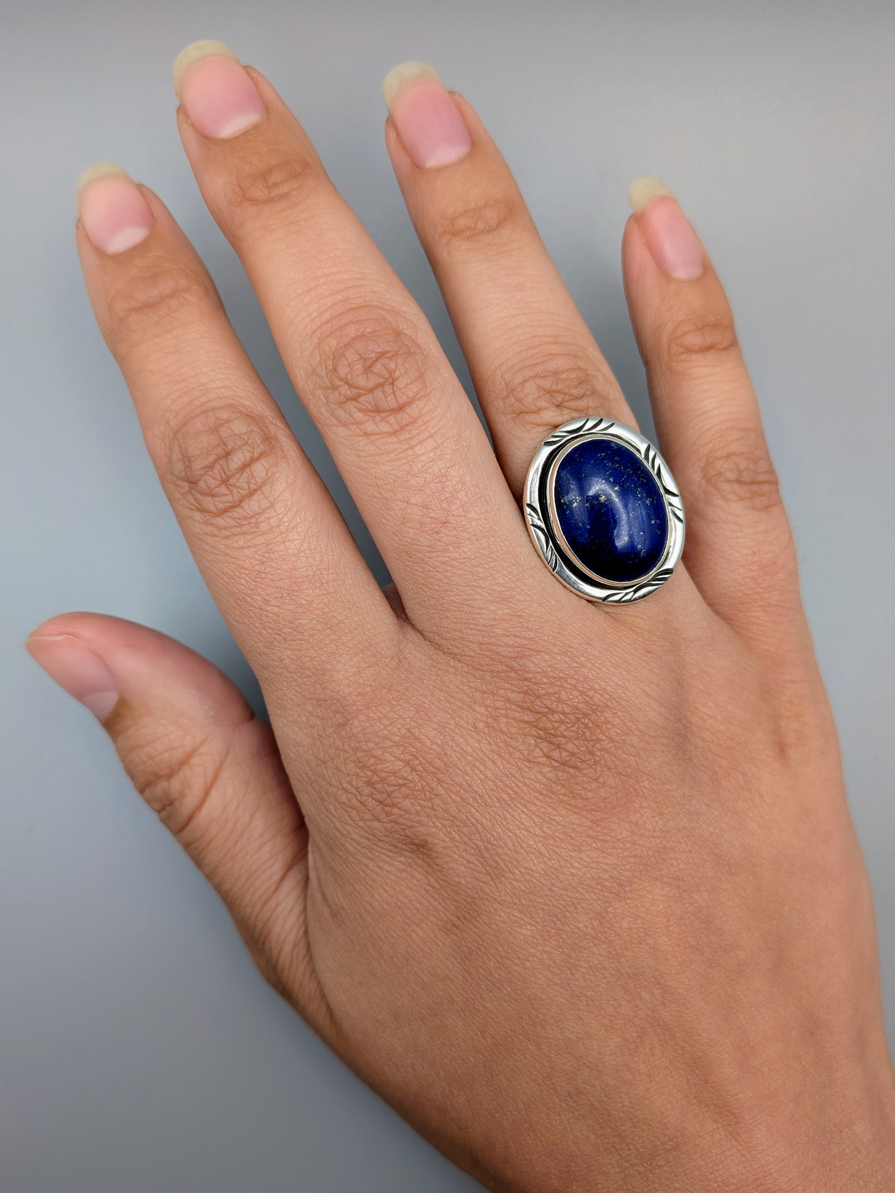 •LAPIS LAZULI - AZHÍ• Navajo silver ring (size 7.5)