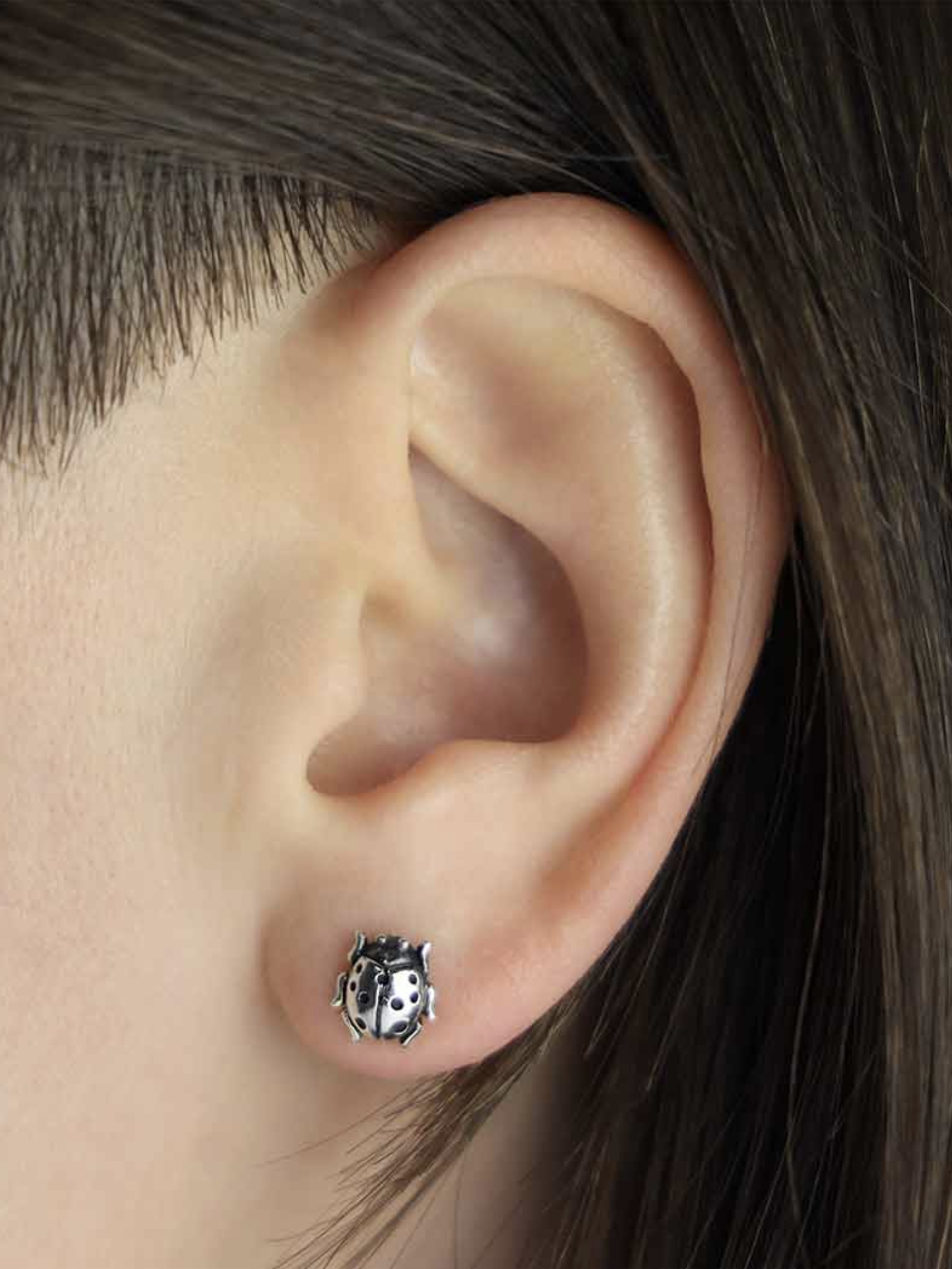 •SMALL LADYBUG• recycled silver stud earrings