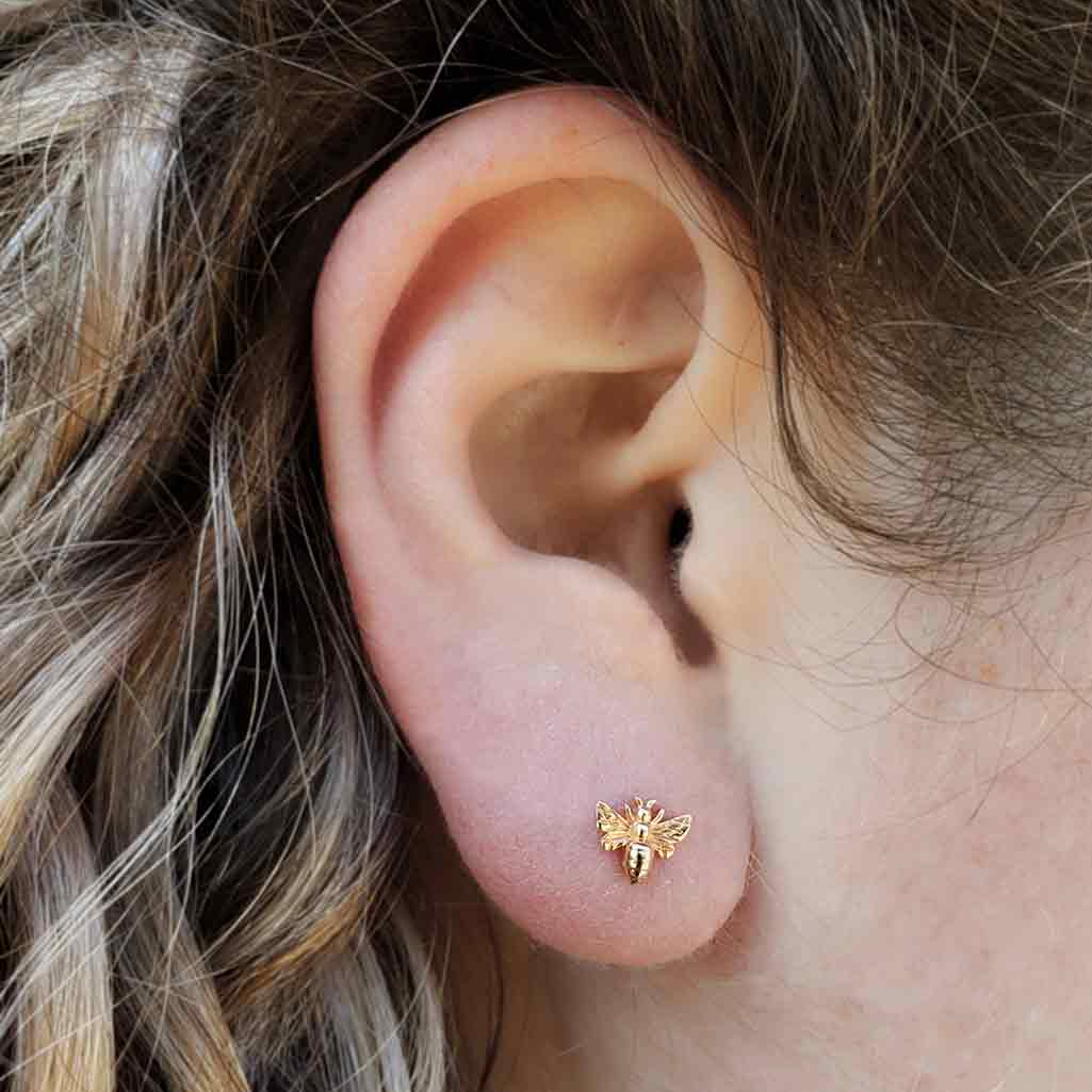 • SMALL BEES • gold stud earrings