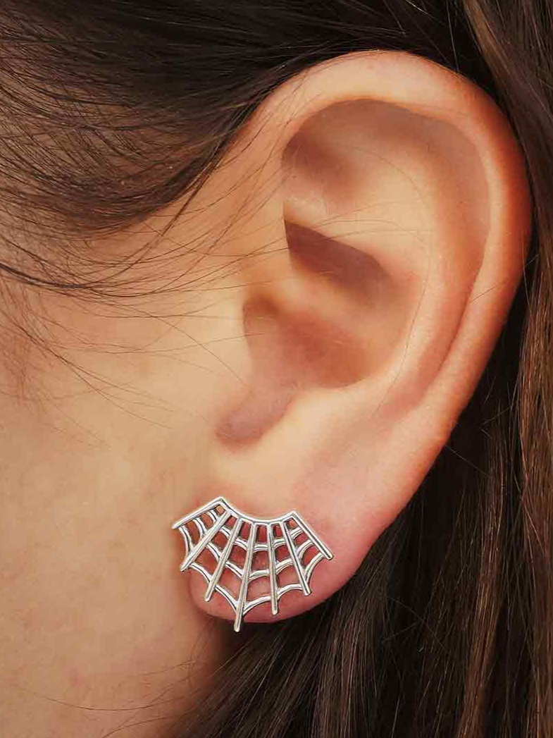 •SPIDER WEB• silver stud earrings