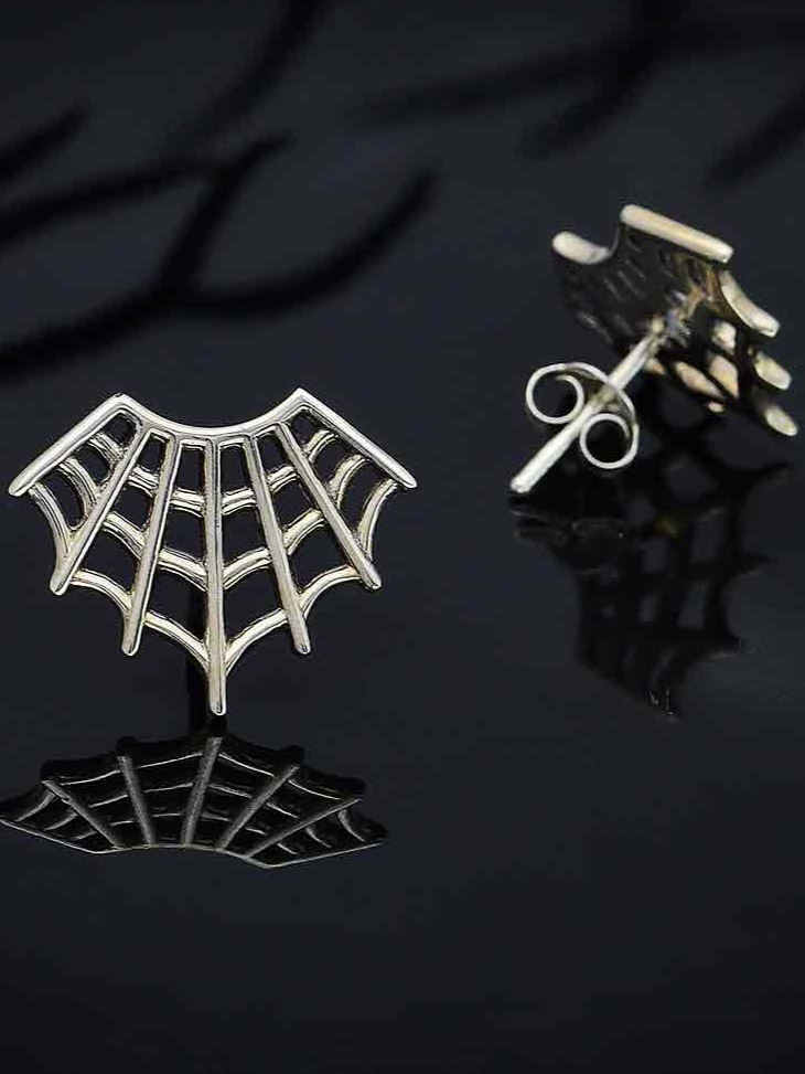 •SPIDER WEB• silver stud earrings