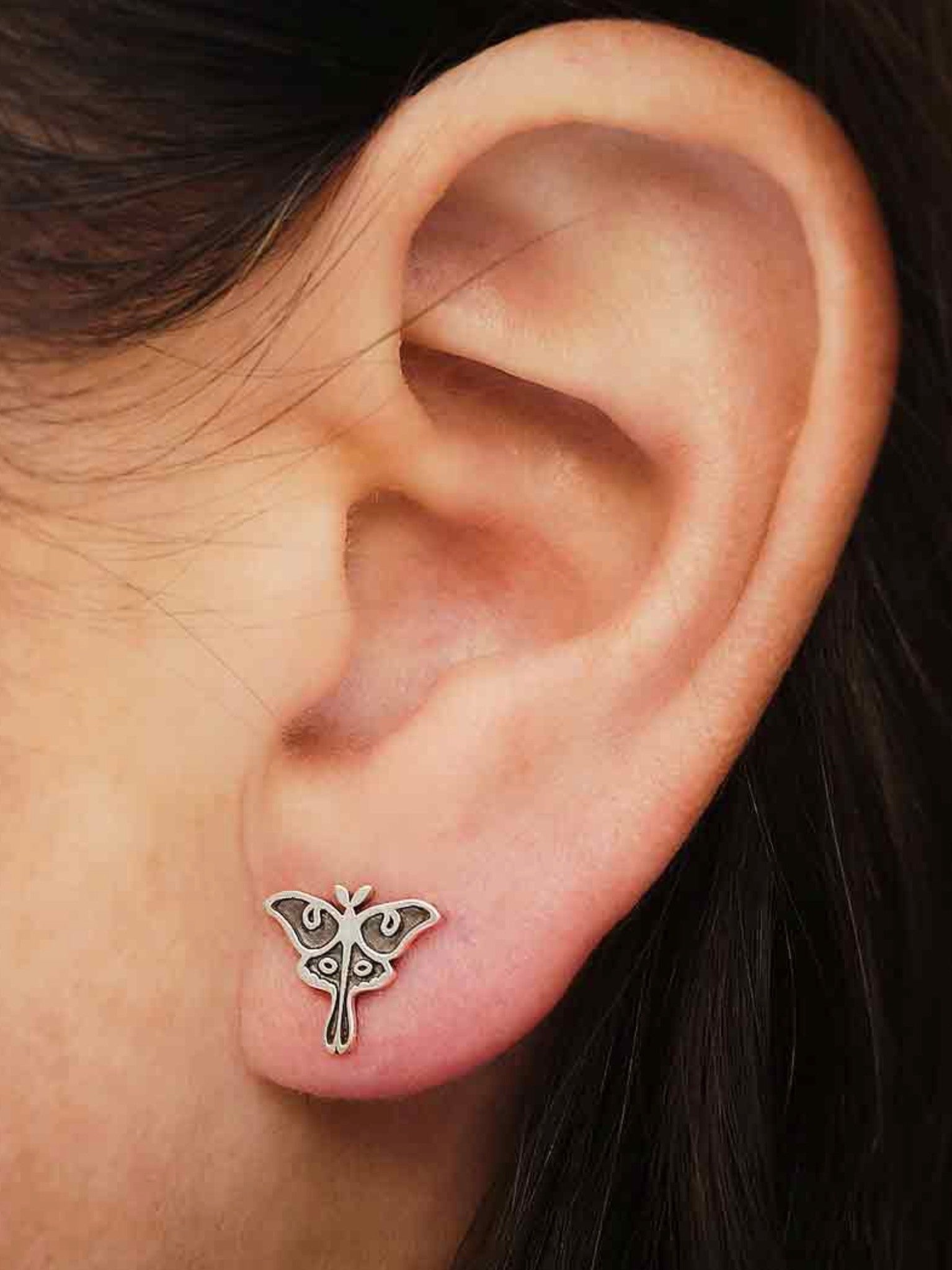 •LIL' LUNA MOTH• recycled silver stud earrings