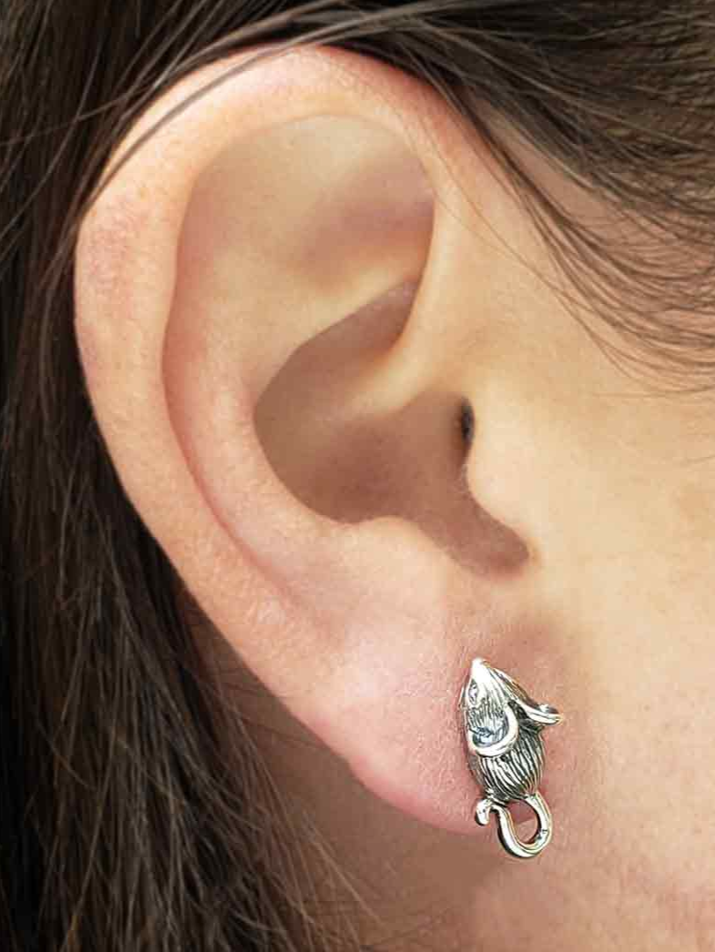 •MOUSE• recycled silver stud earrings