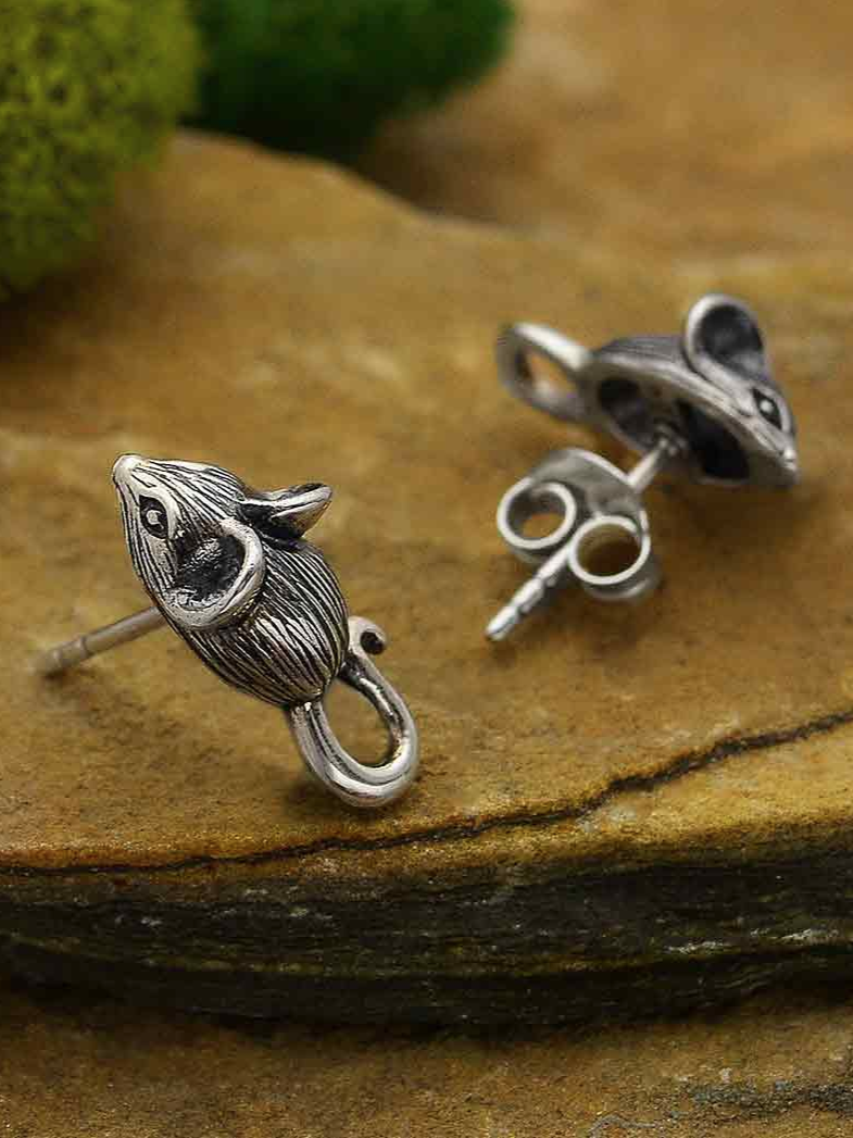 •MOUSE• recycled silver stud earrings