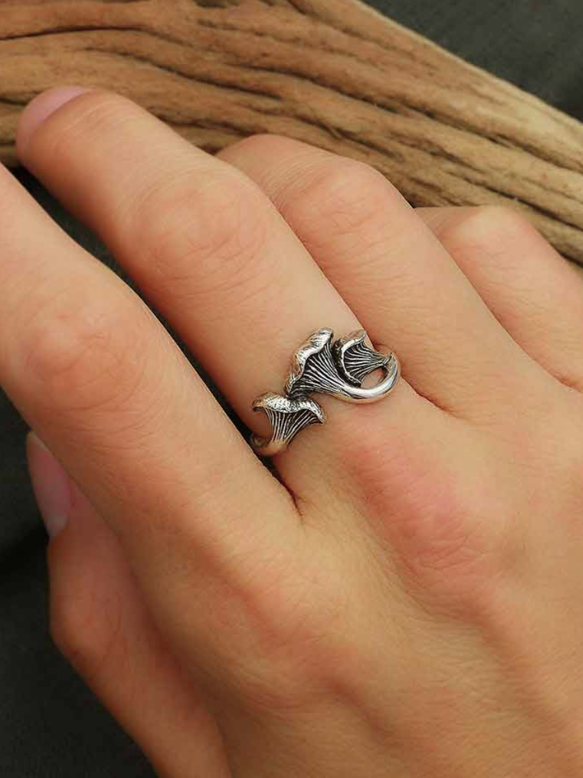 •CHANTERELLE CLUSTER• recycled silver mushroom ring