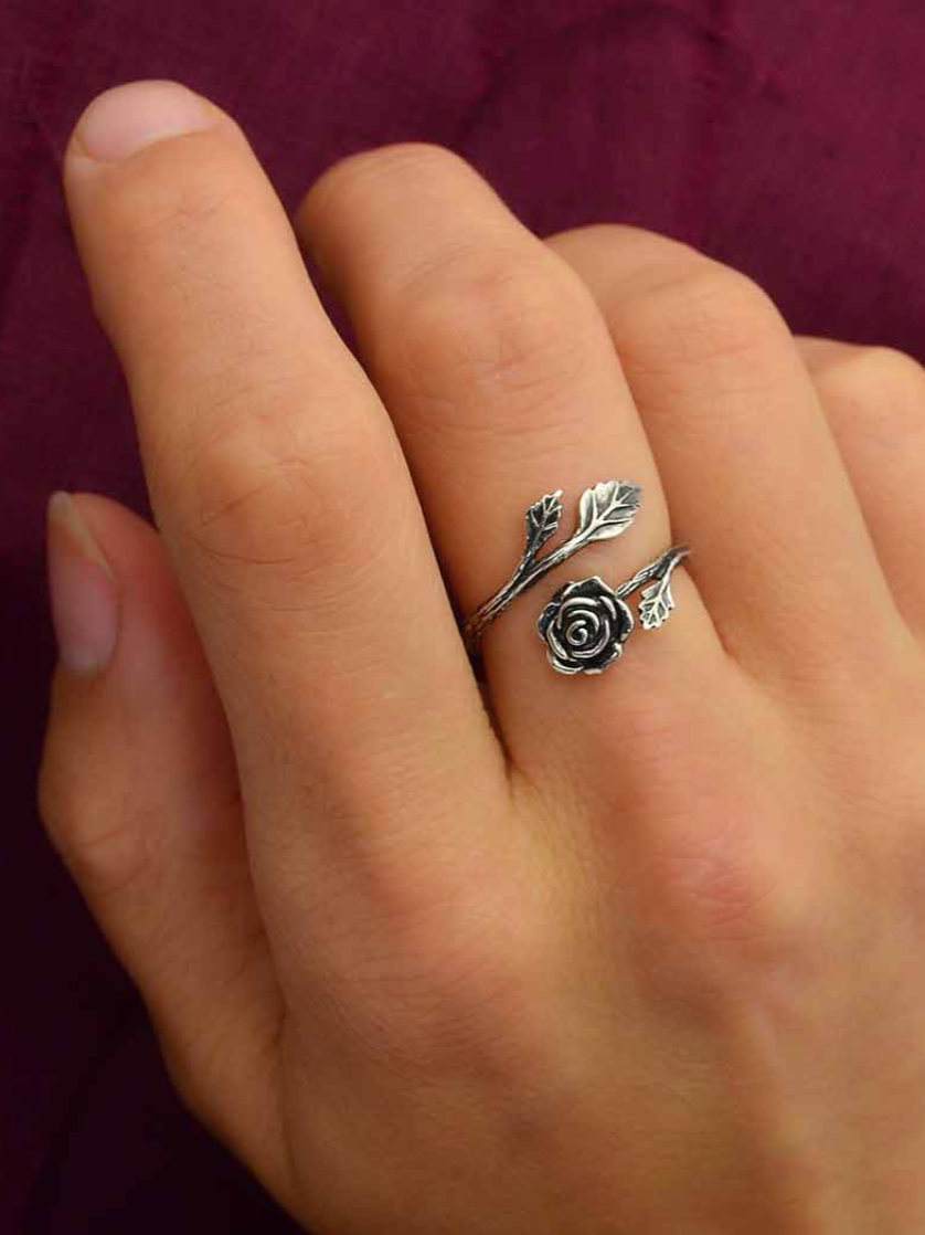 •ROSE WRAP• adjustable recycled silver ring