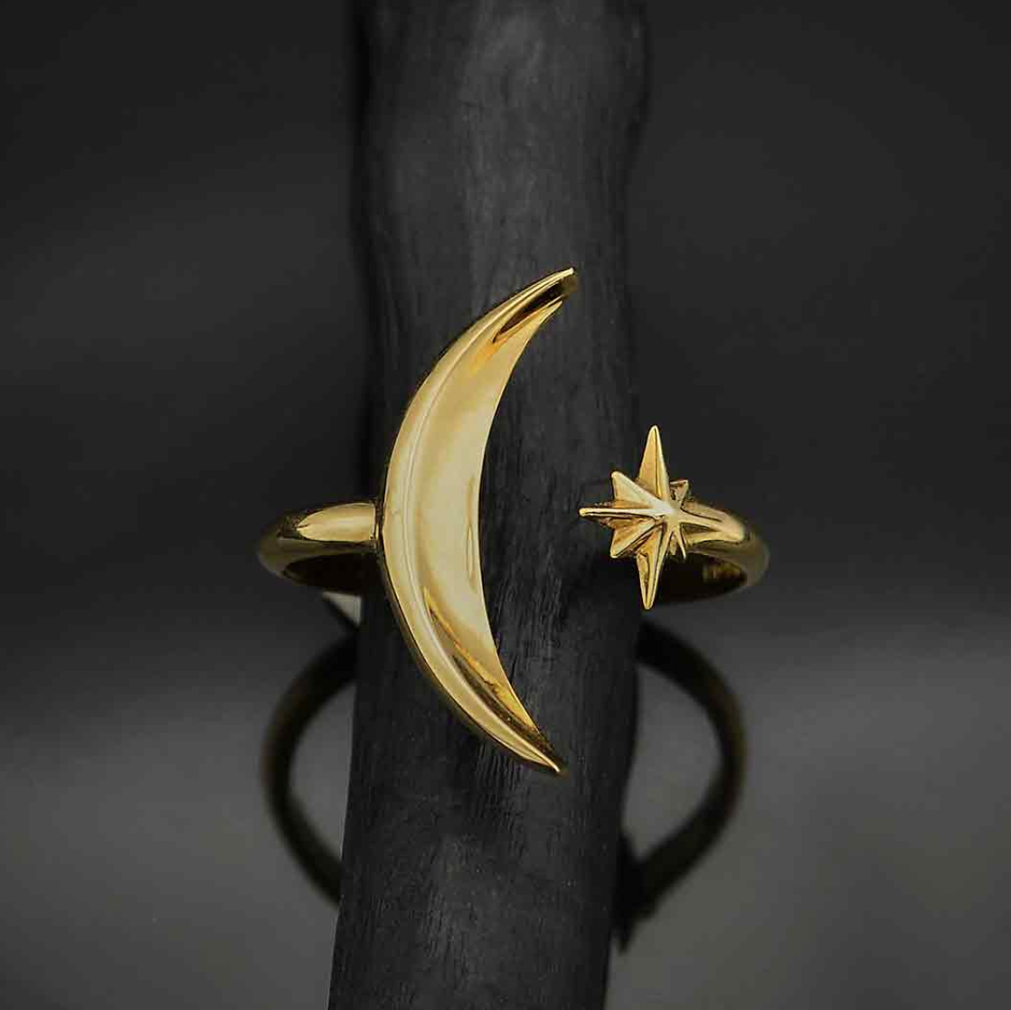 • MOON & STAR • adjustable bronze ring