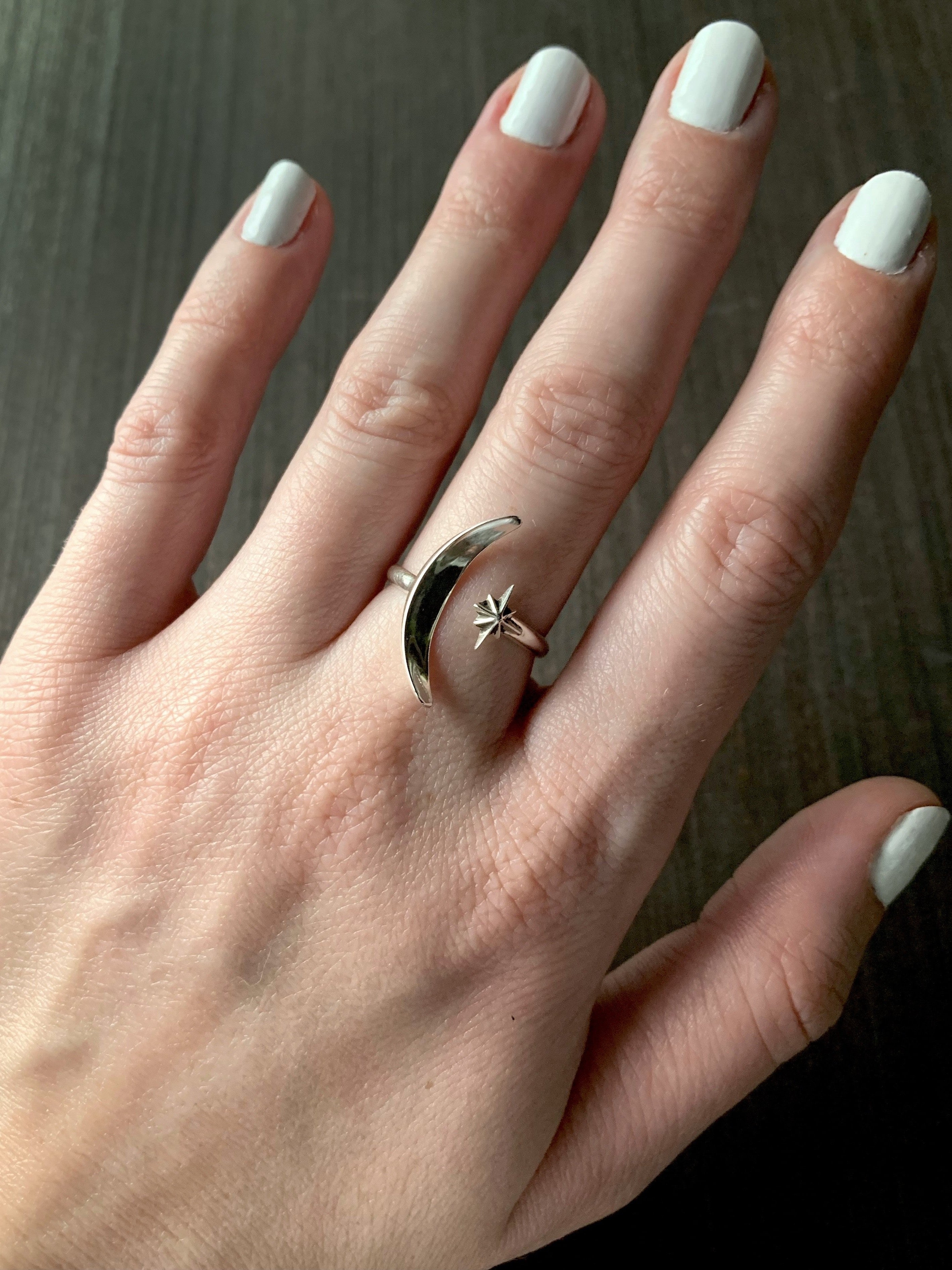 •MOON & STAR• adjustable silver ring