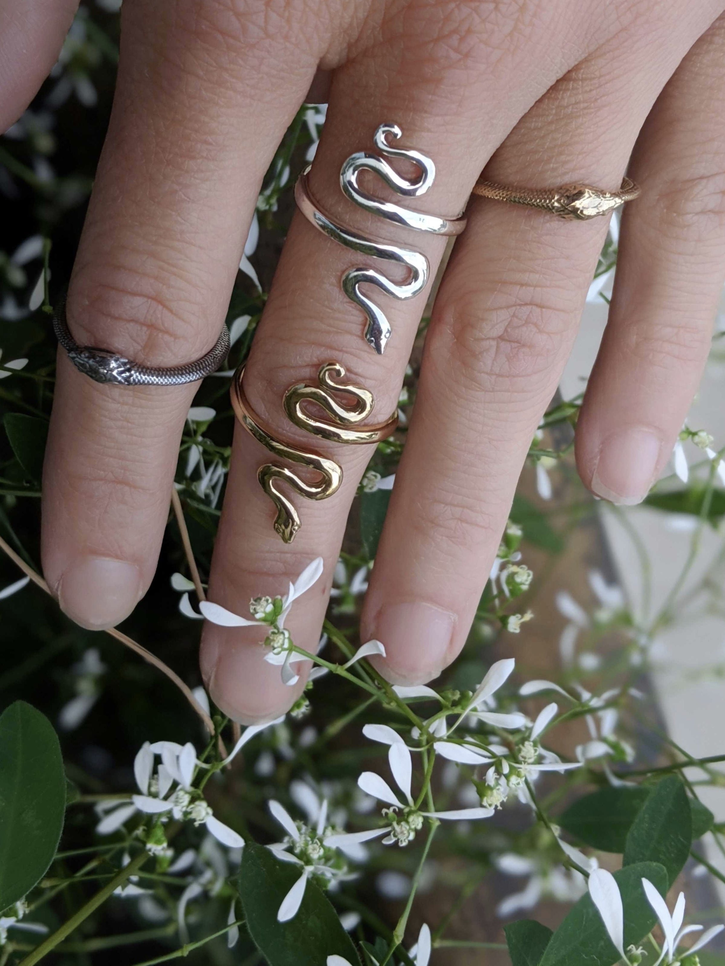 •SLITHER• adjustable recycled silver ring