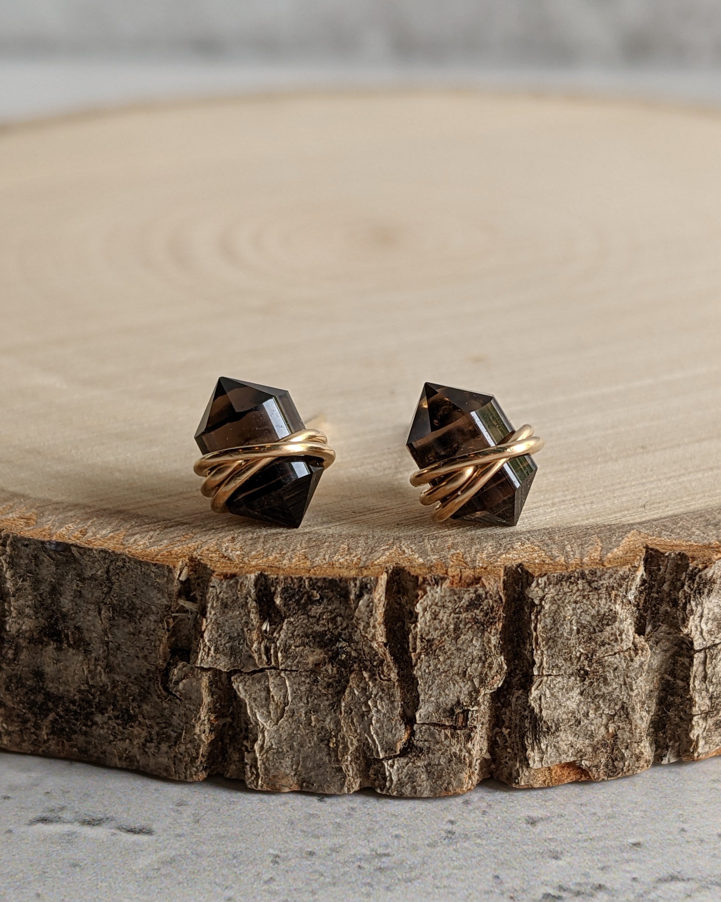 •PIKE• smoky quartz silver or gold stud earrings