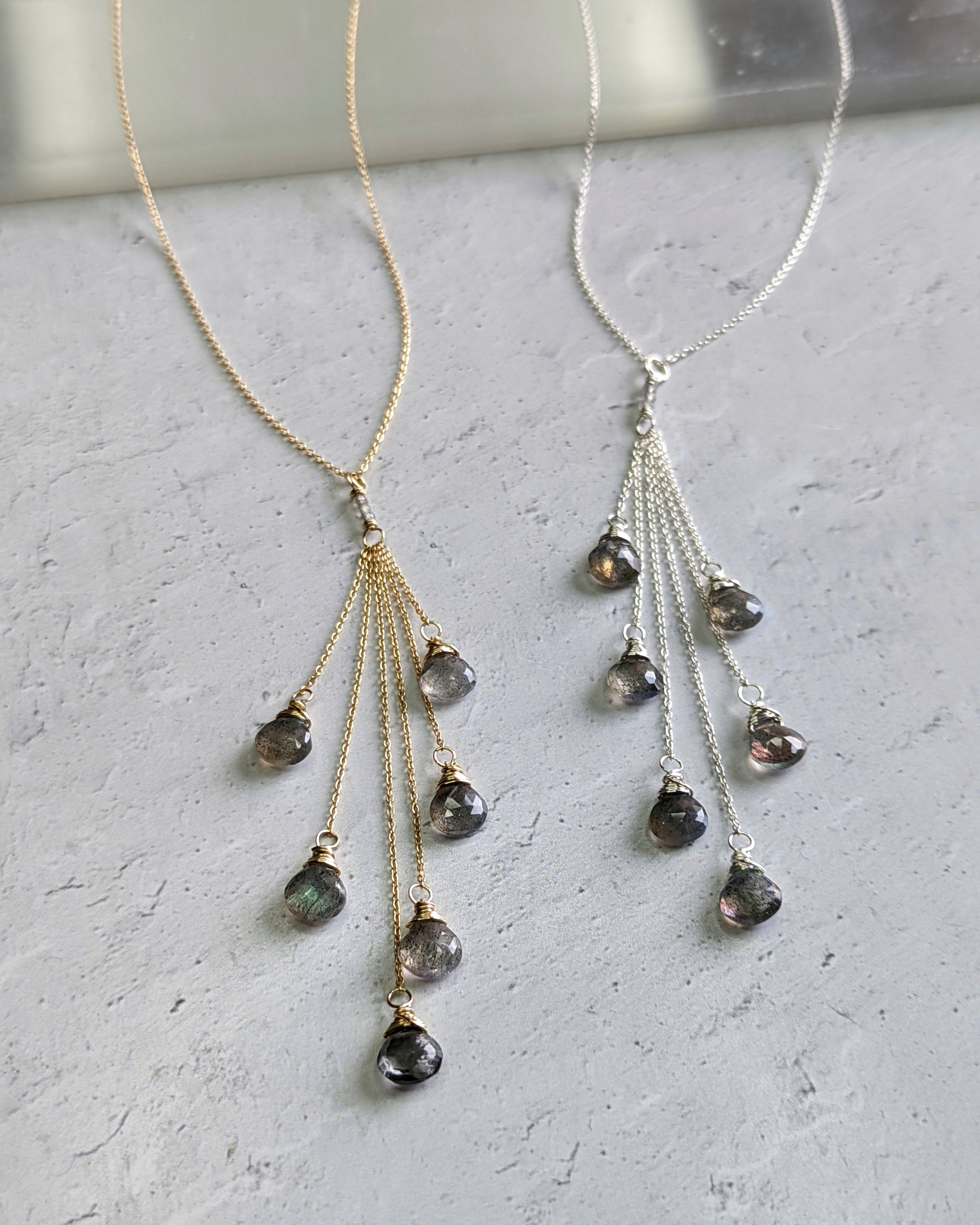 • FRINGE • labradorite silver or gold necklace