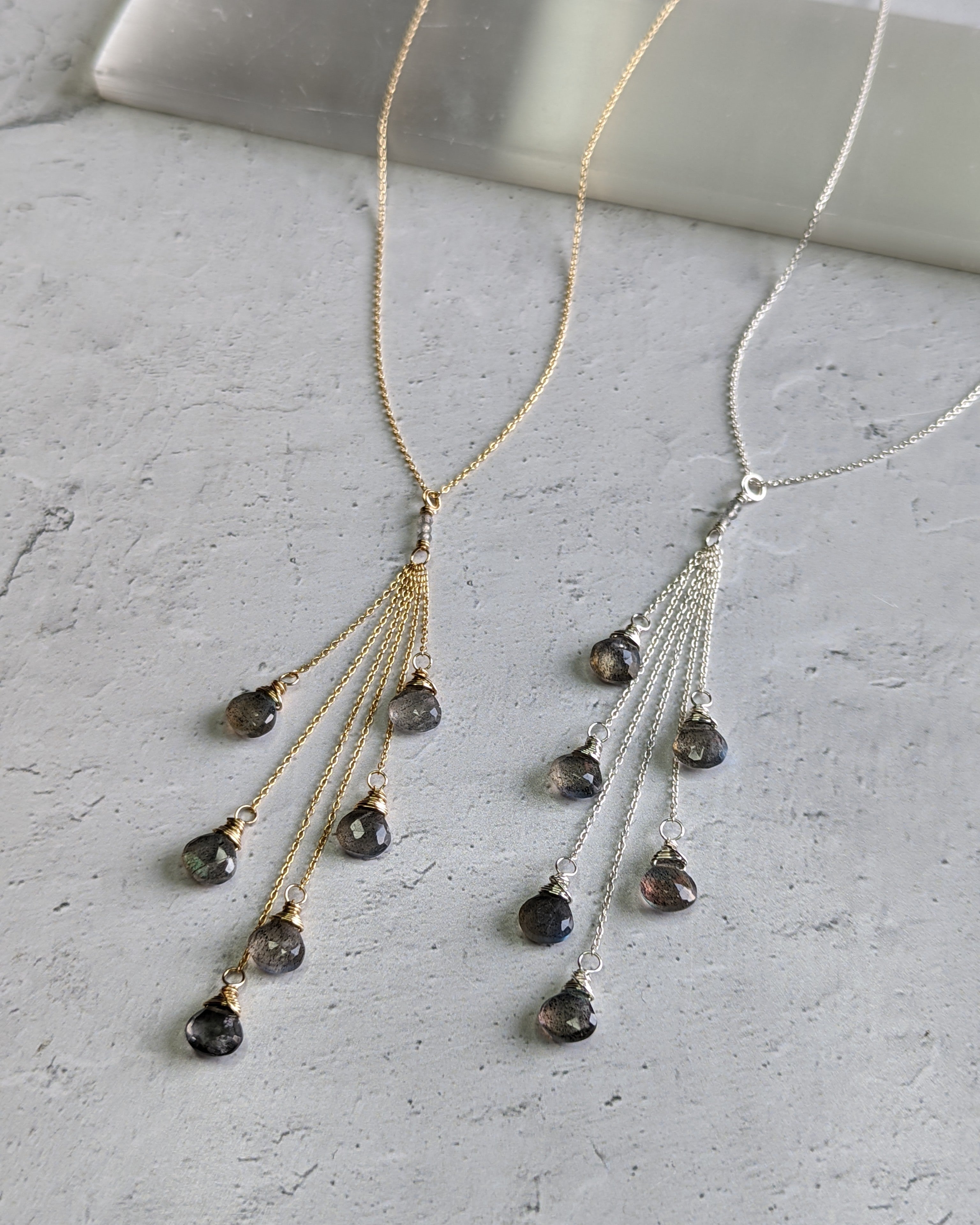 • FRINGE • labradorite silver or gold necklace