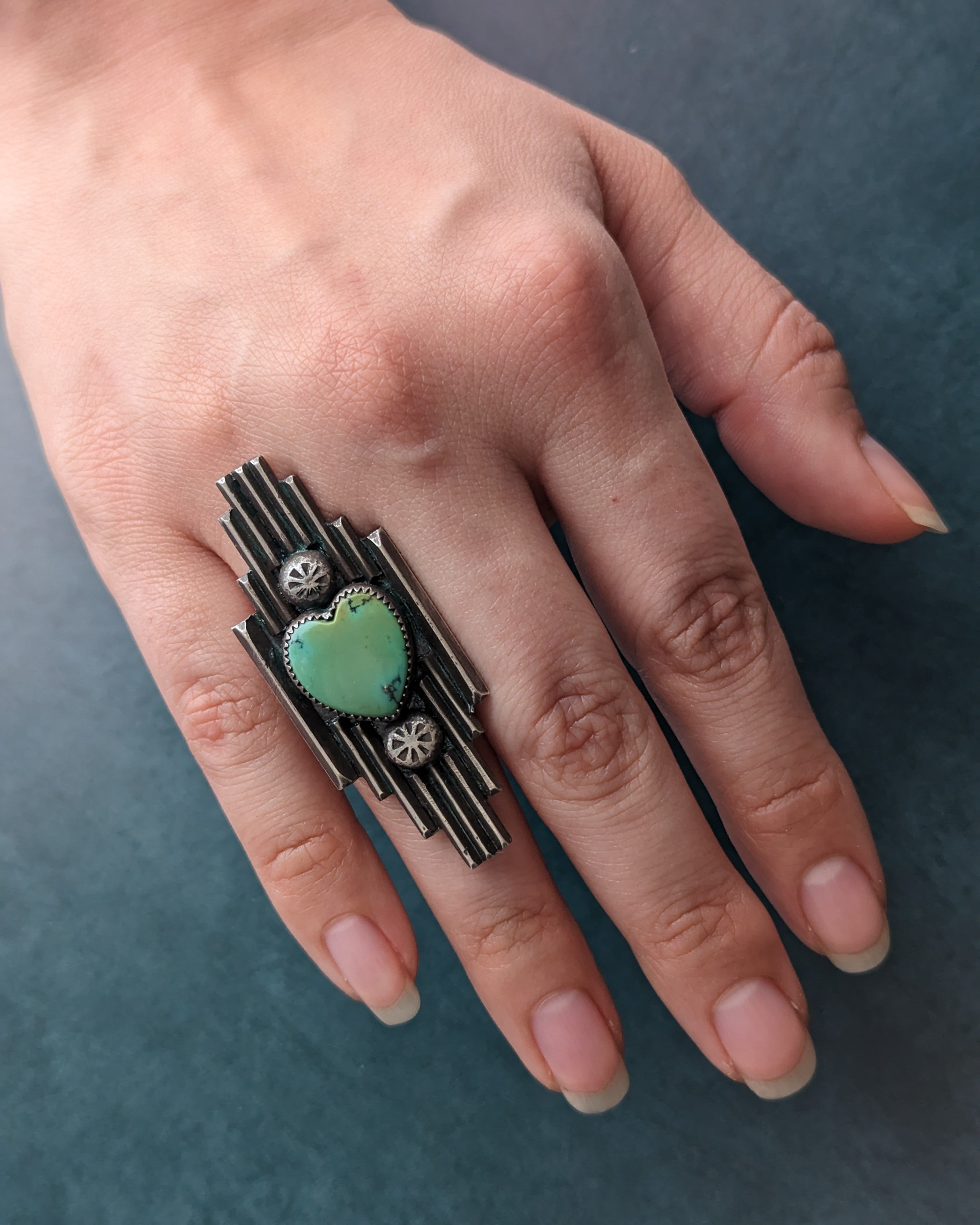 • HEART DECO • turquoise + silver ring