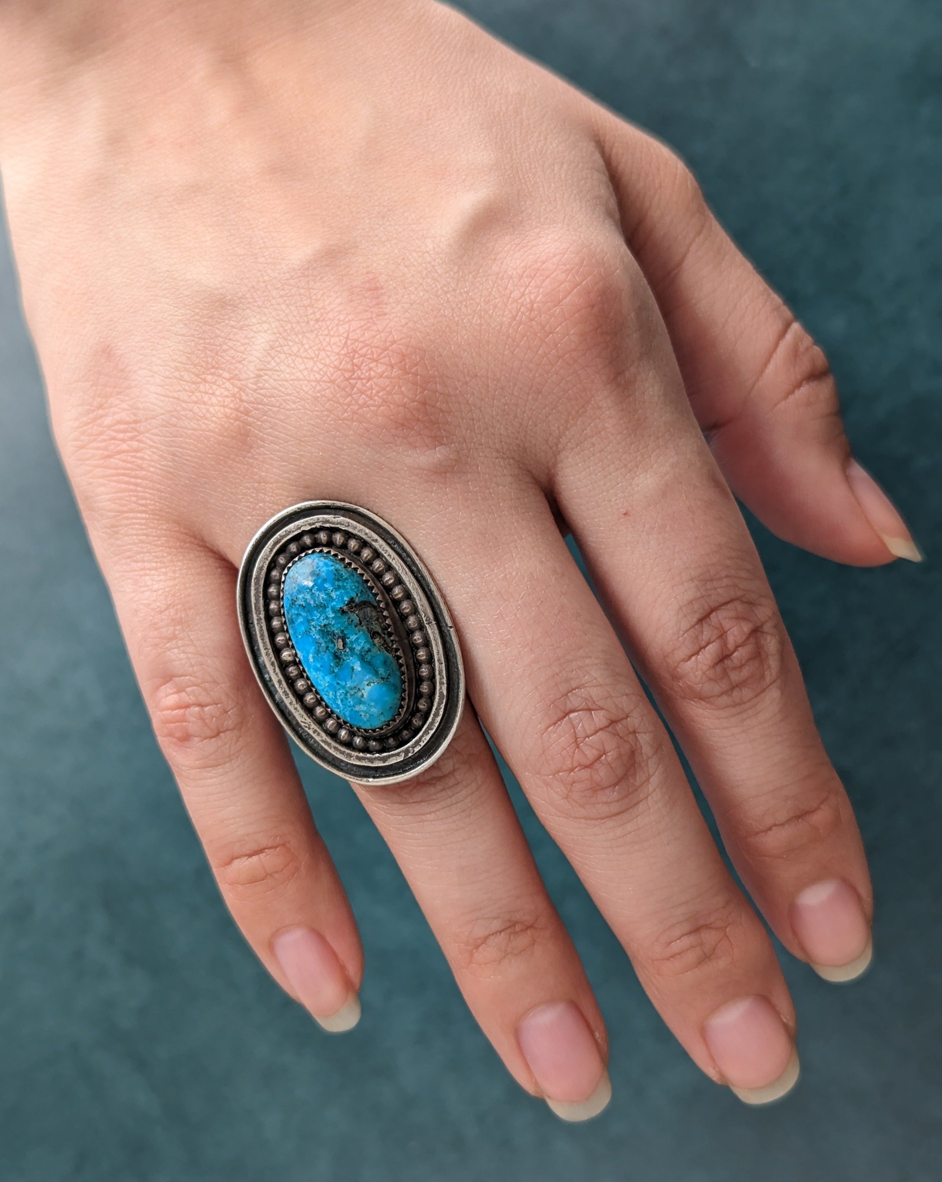 • CENOTE • kingman turquoise + silver ring - SIZE 7.5