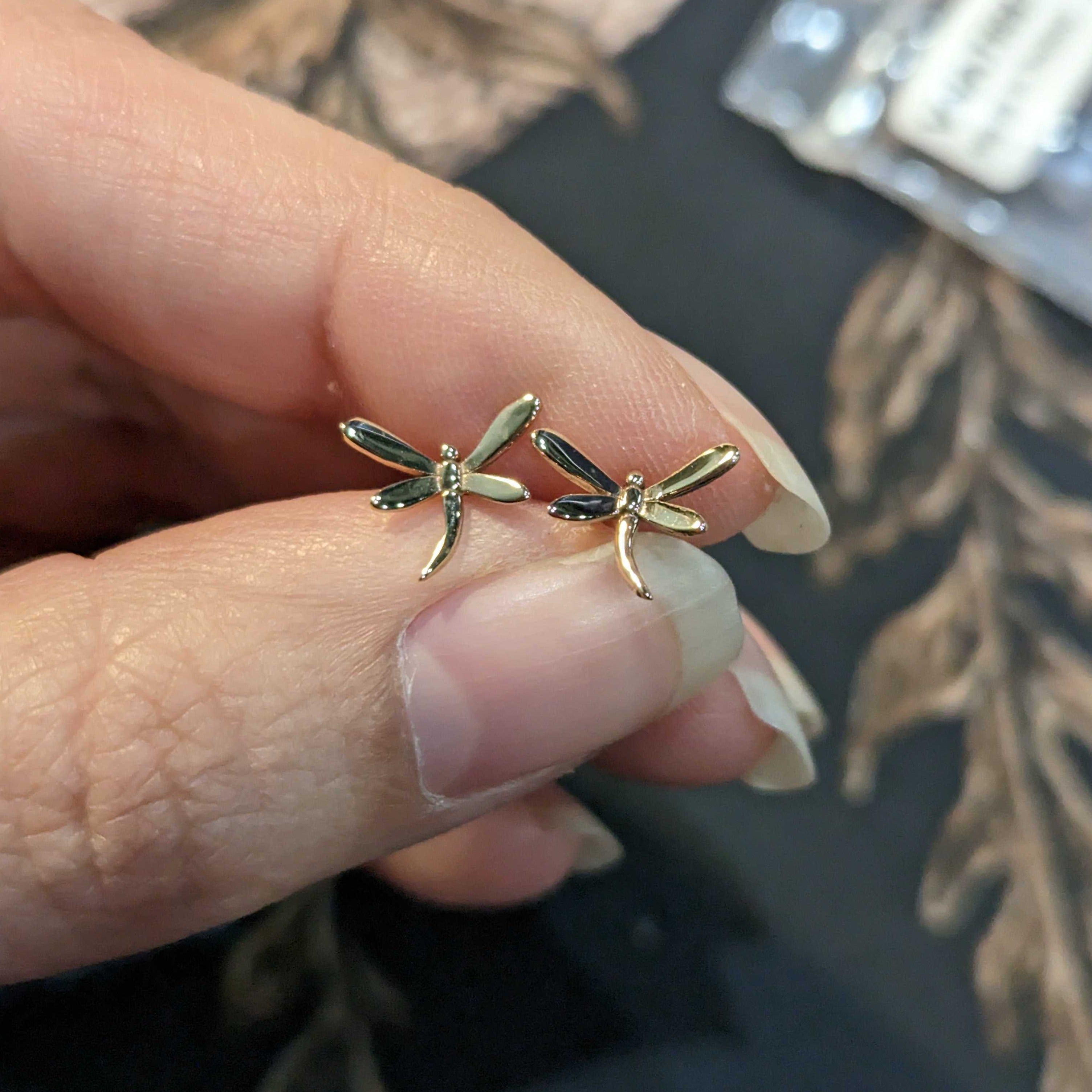 •SMALL DRAGONFLY• bronze stud earrings