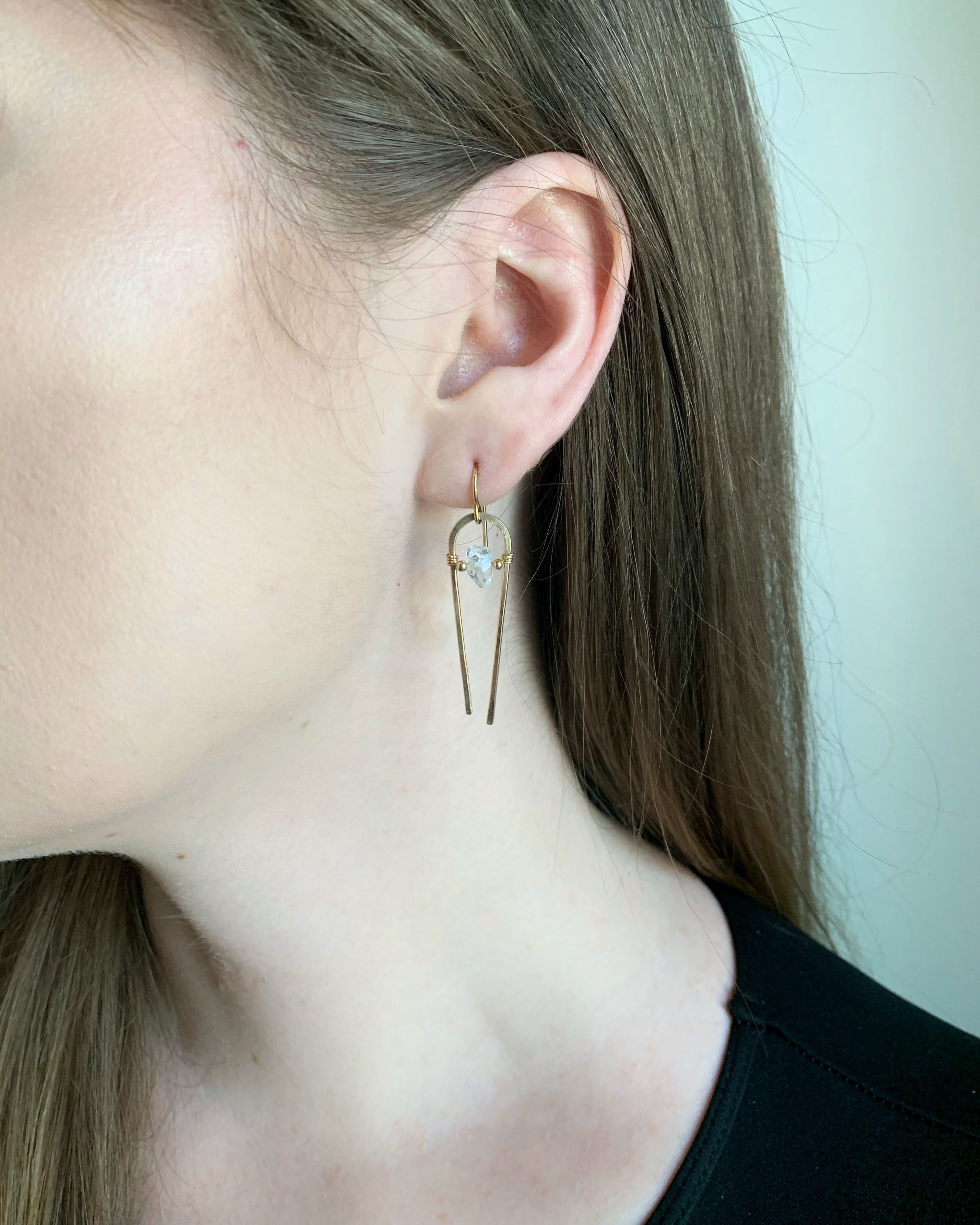 • COMET • herkimer gold earrings