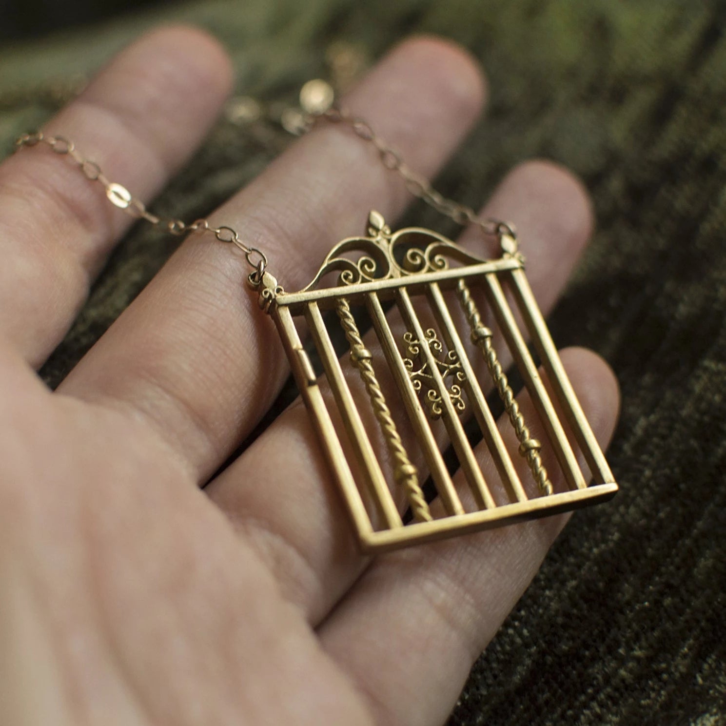 • GARDEN GATE • bronze + gold necklace