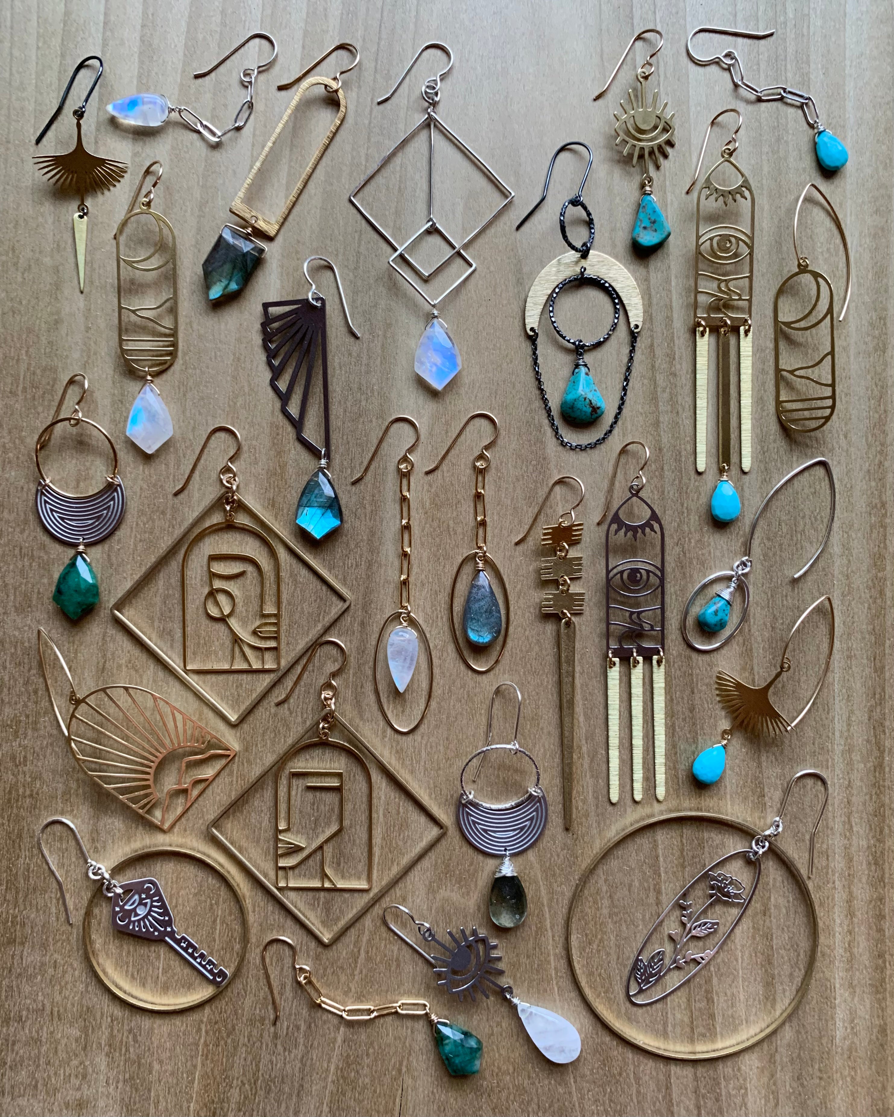 • LINKED • turquoise + silver dangle earrings