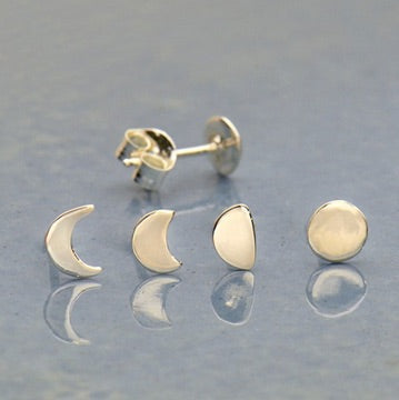 • MOON PHASES • silver stud earrings