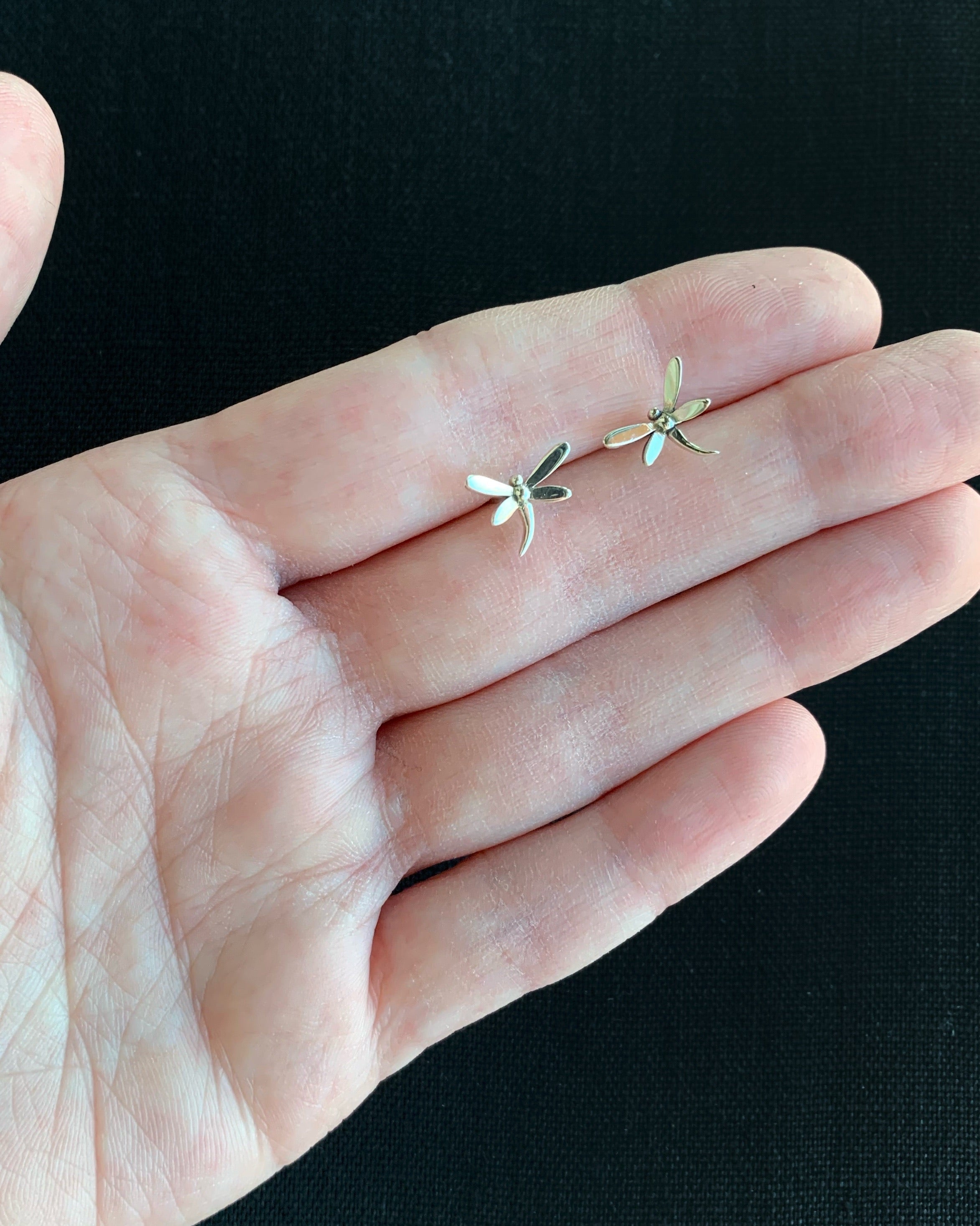 • SMALL DRAGONFLY • silver stud earrings